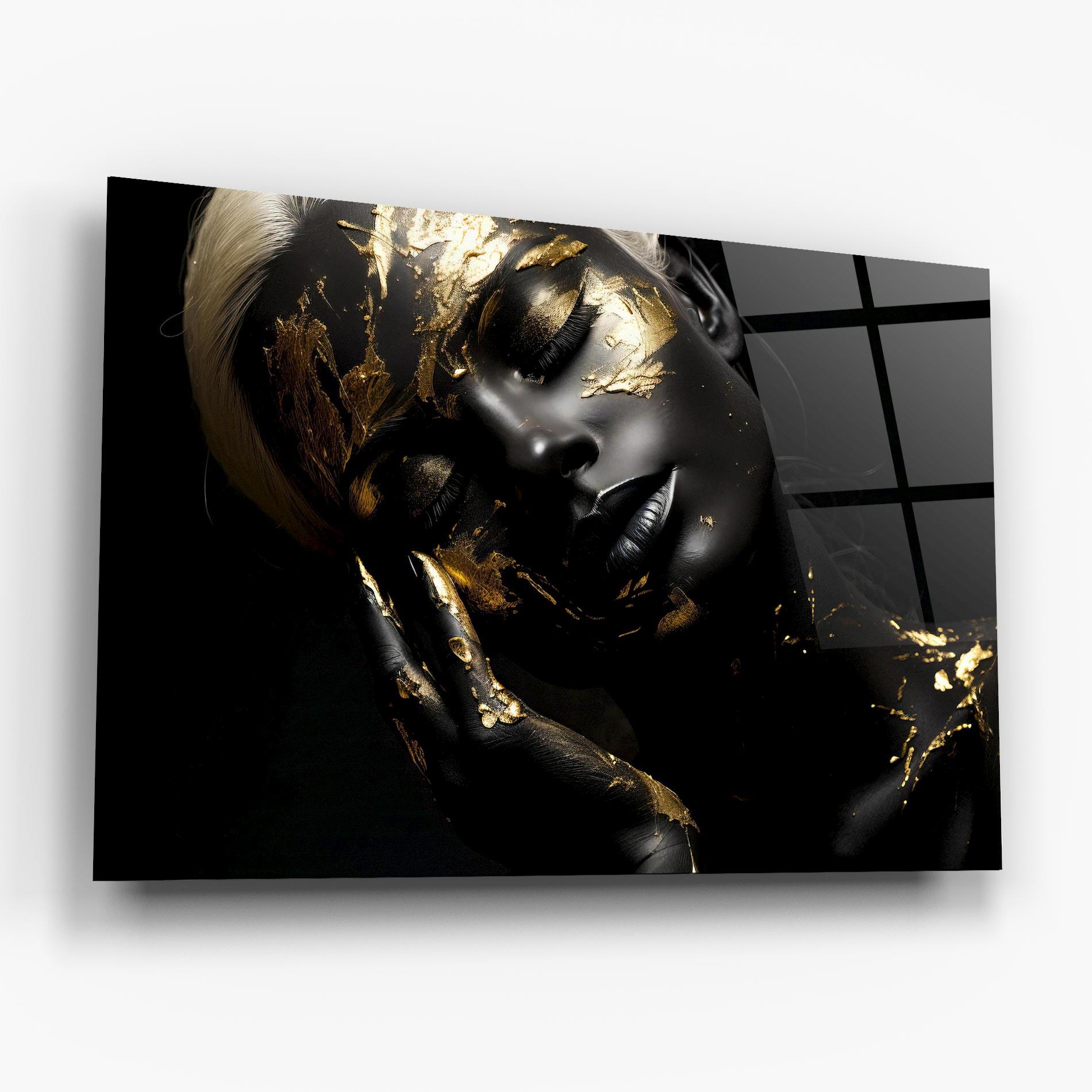 Glasbild Gold Makeup On Black mockup 6