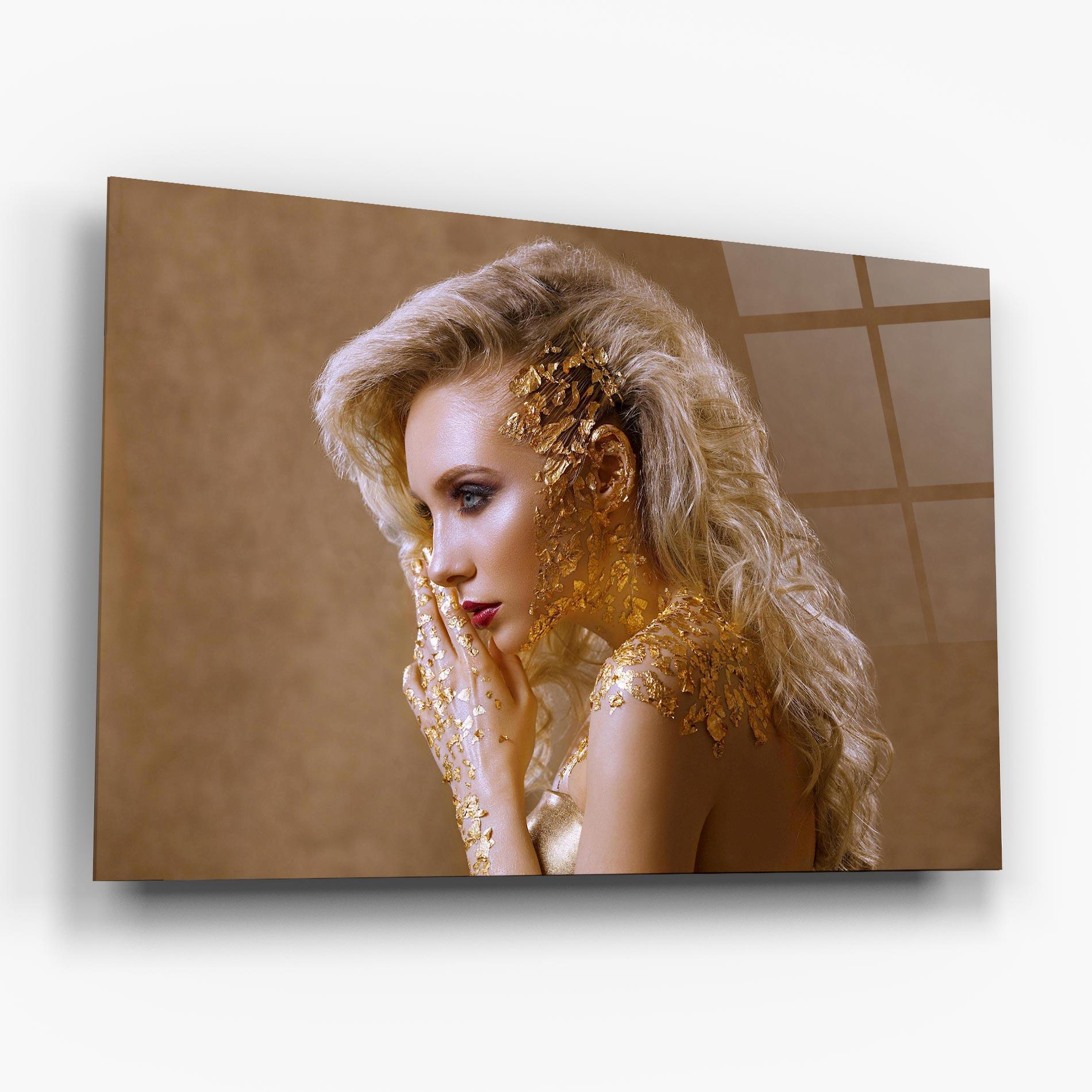 Glasbild Gold Paper Makeup mockup 6