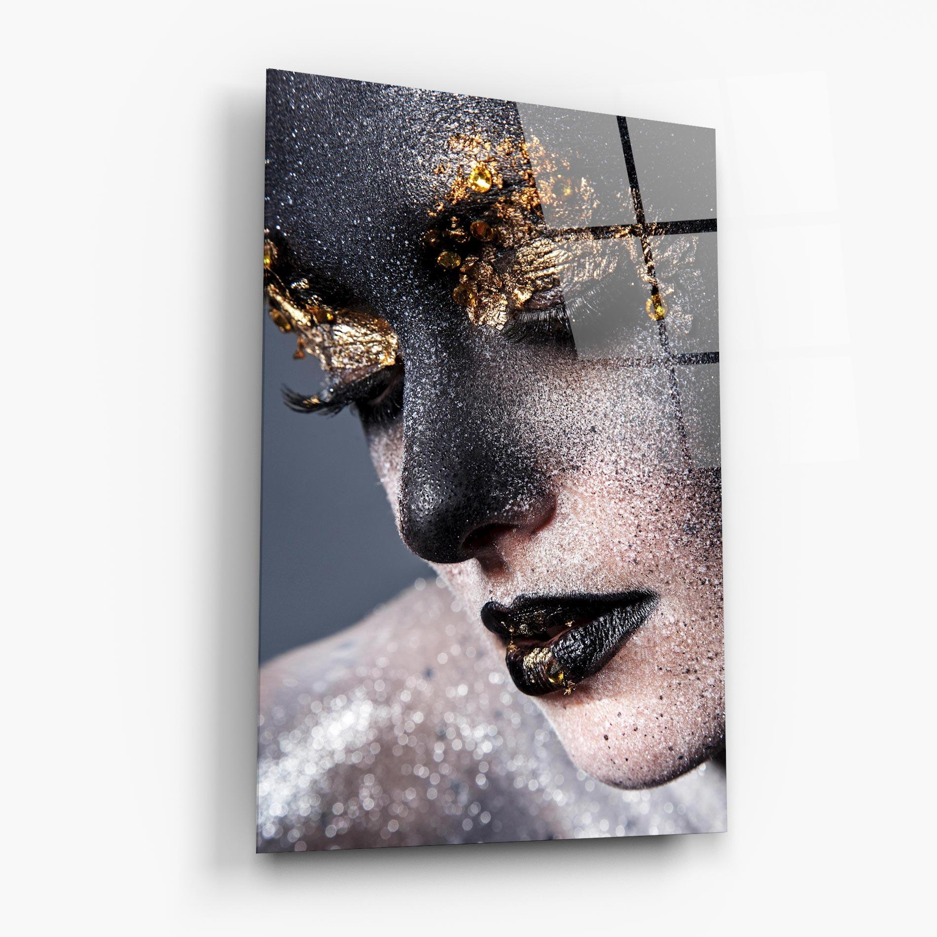 Glasbild Beautiful Gold Artistic Makeup mockup 6