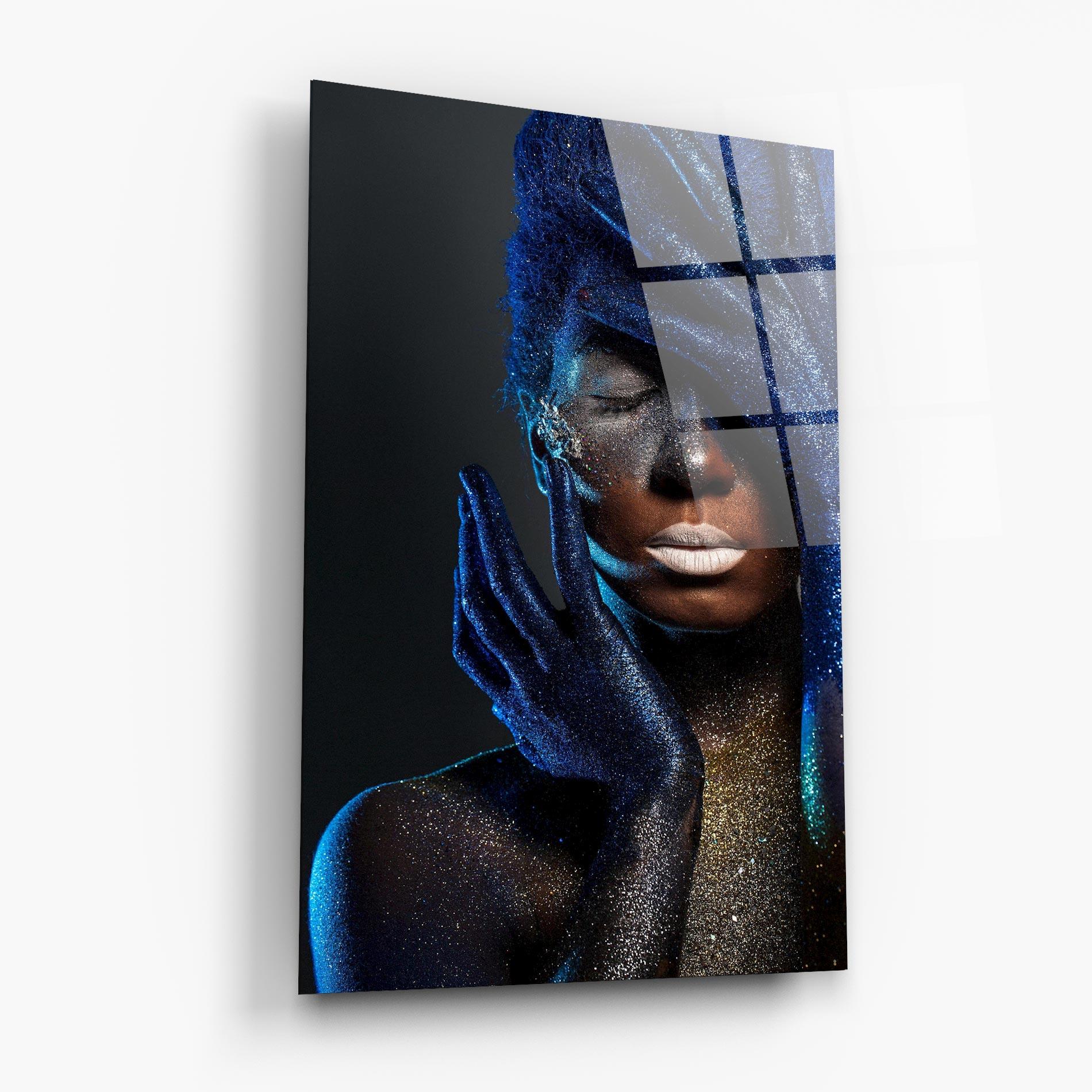 Glasbild Blue Hair Hands mockup 6