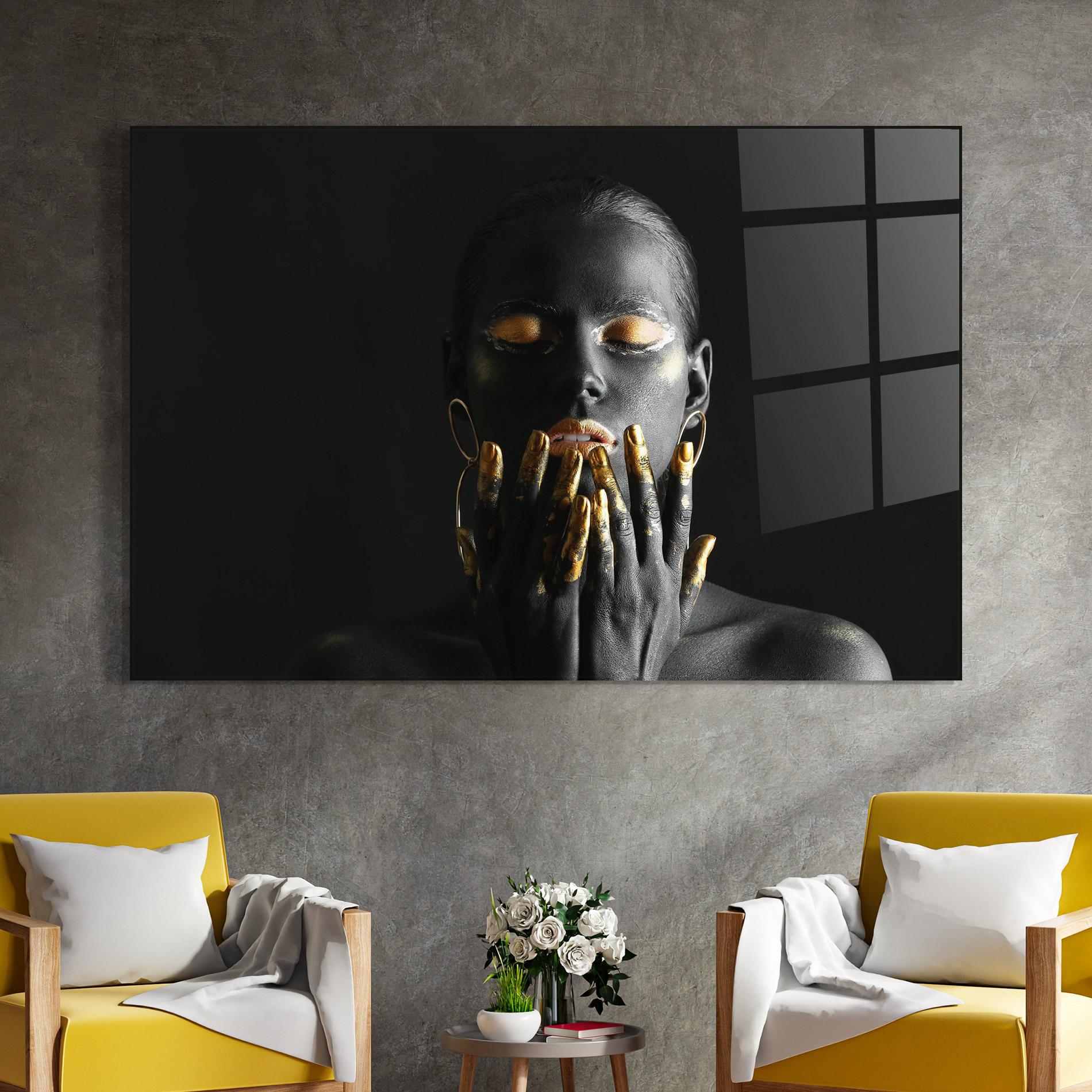 Glasbild Black Golden Makeup mockup 4