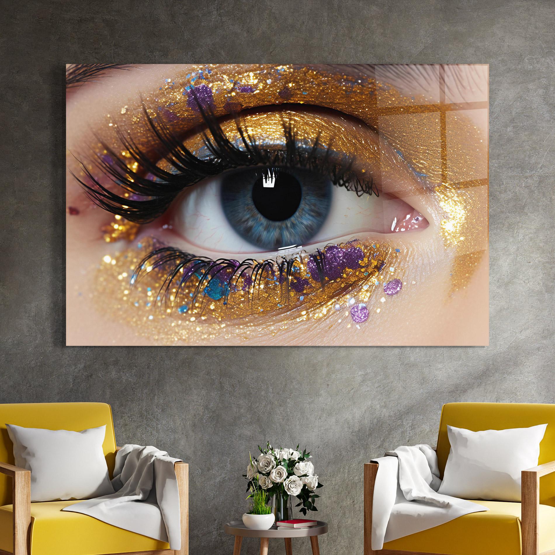 Glasbild Blue Eye Make Up mockup 4