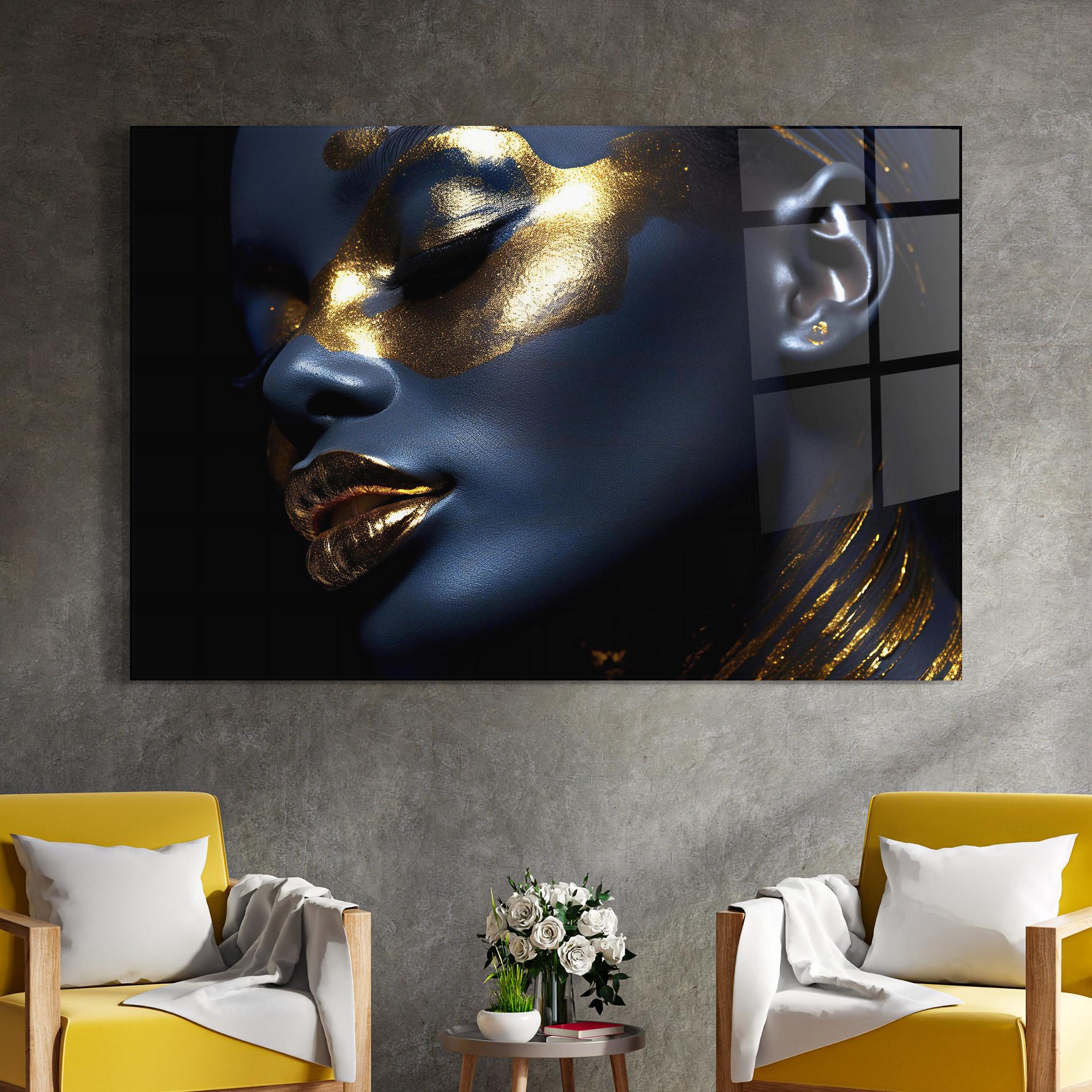 Glasbild Blue Gold Face mockup 4