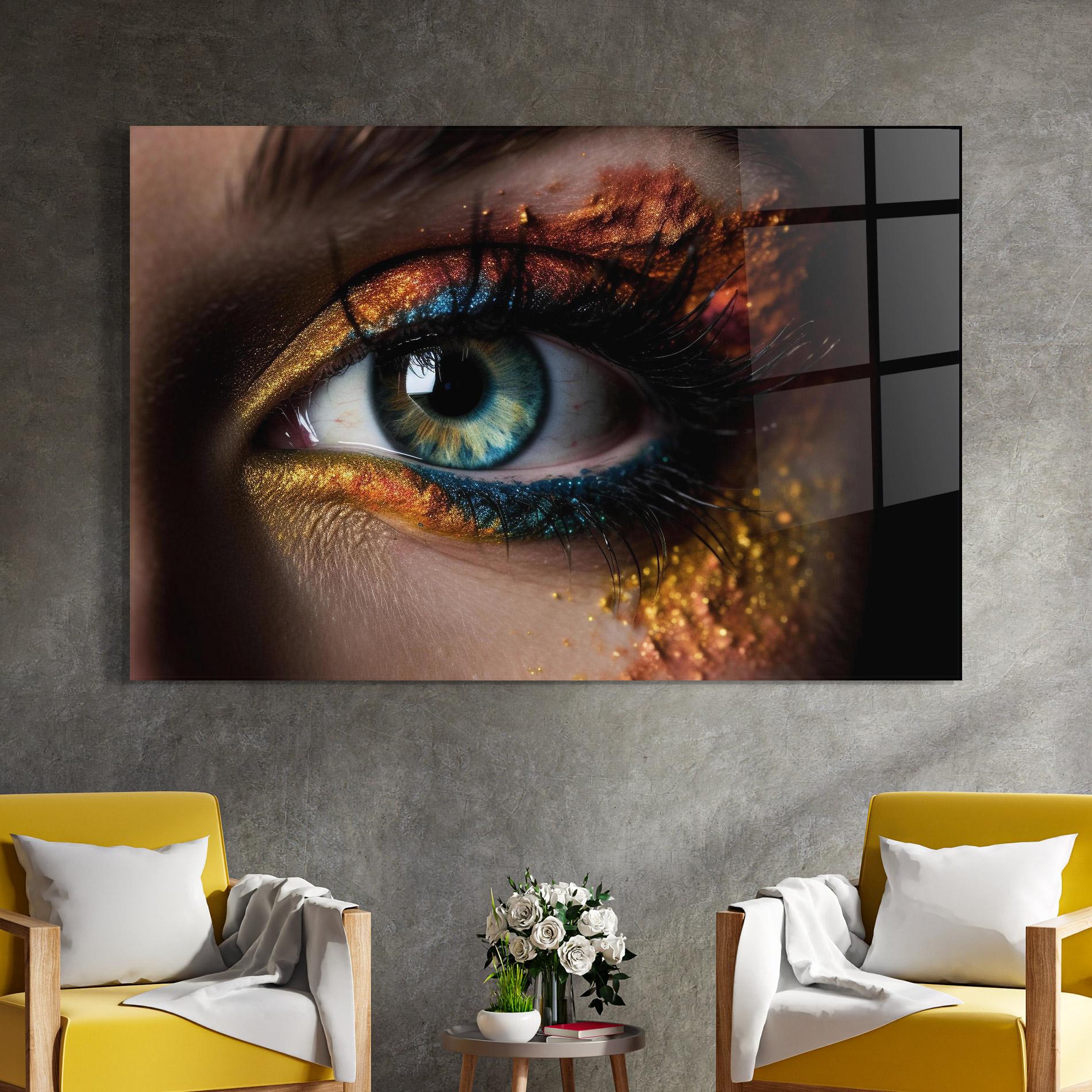 Glasbild Blue Green Eye Makeup mockup 4