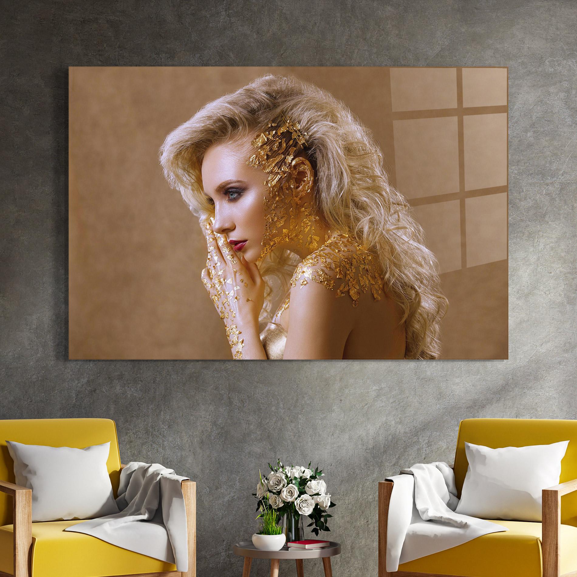 Glasbild Gold Paper Makeup mockup 4