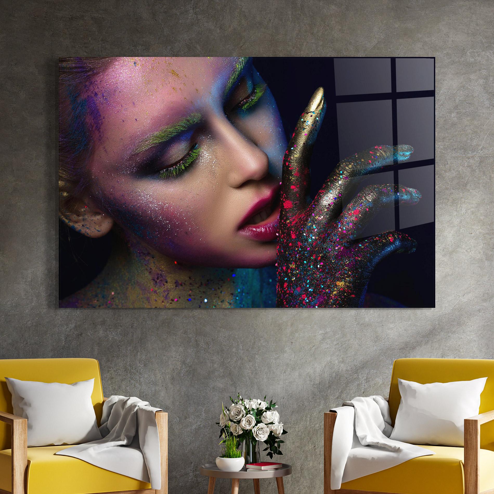 Glasbild Green Eyelashes mockup 4