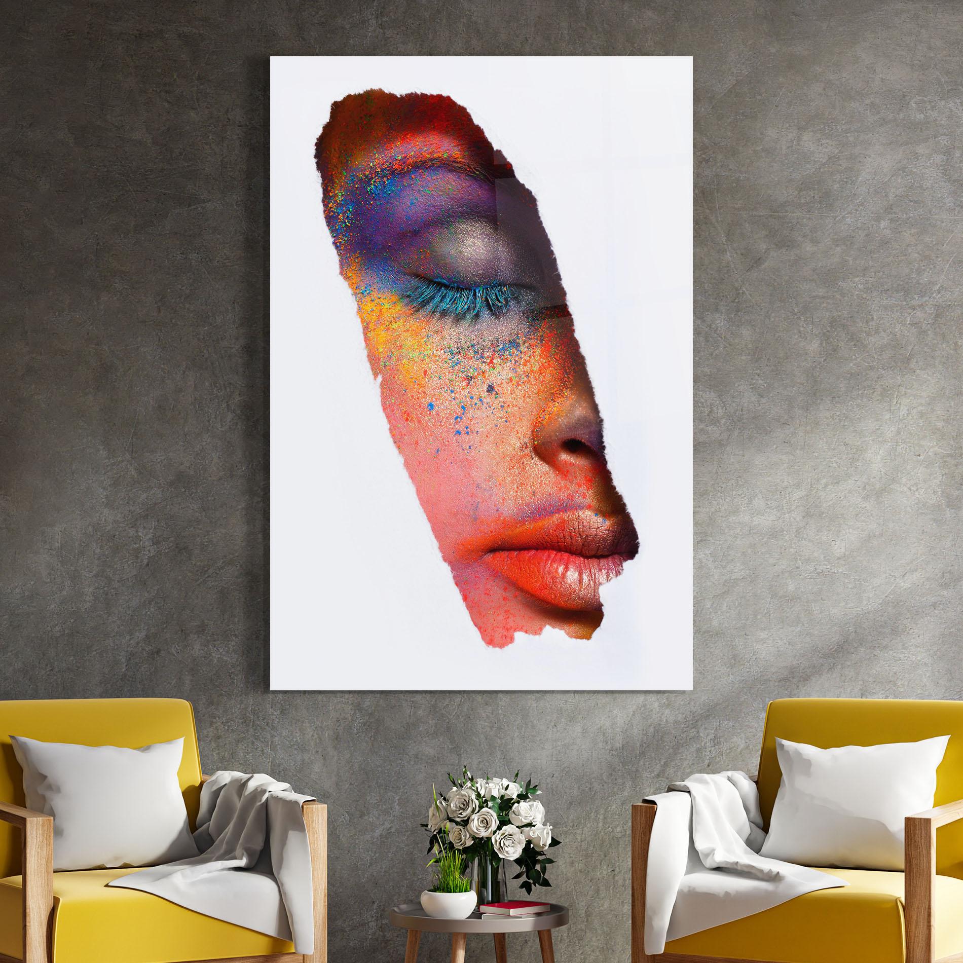 Glasbild Blue Eyelashes mockup 4