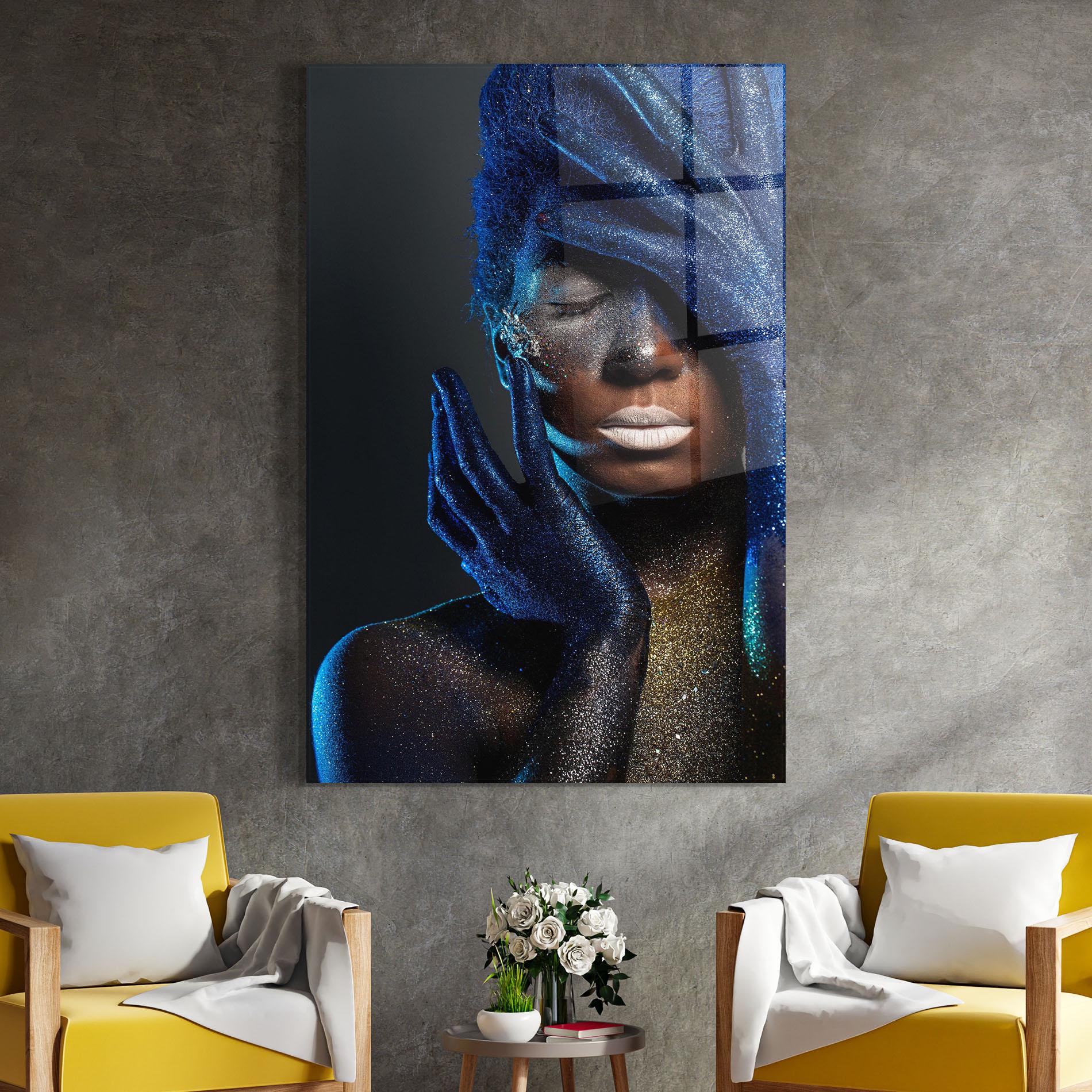 Glasbild Blue Hair Hands mockup 4