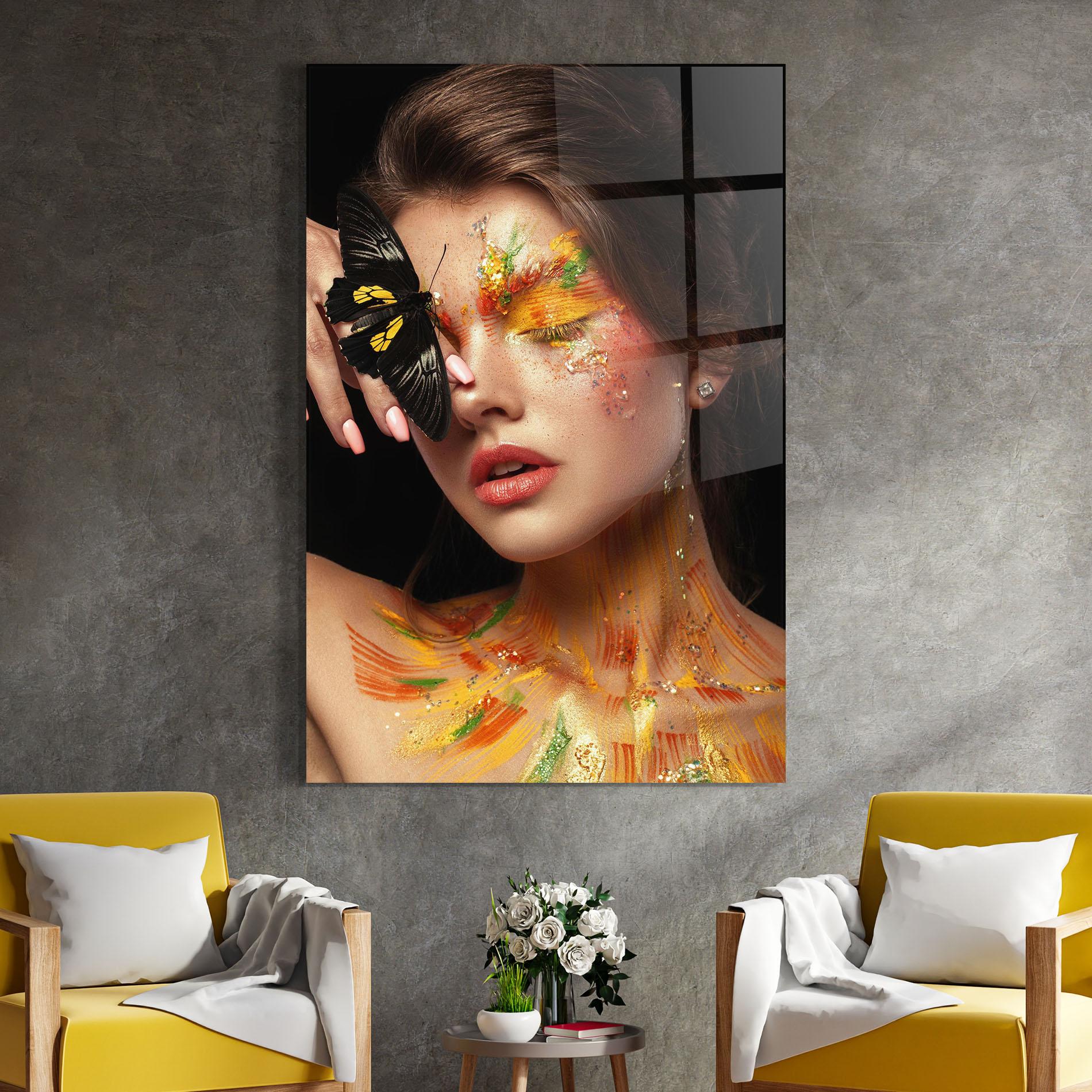 Glasbild Butterflu Makeup mockup 4