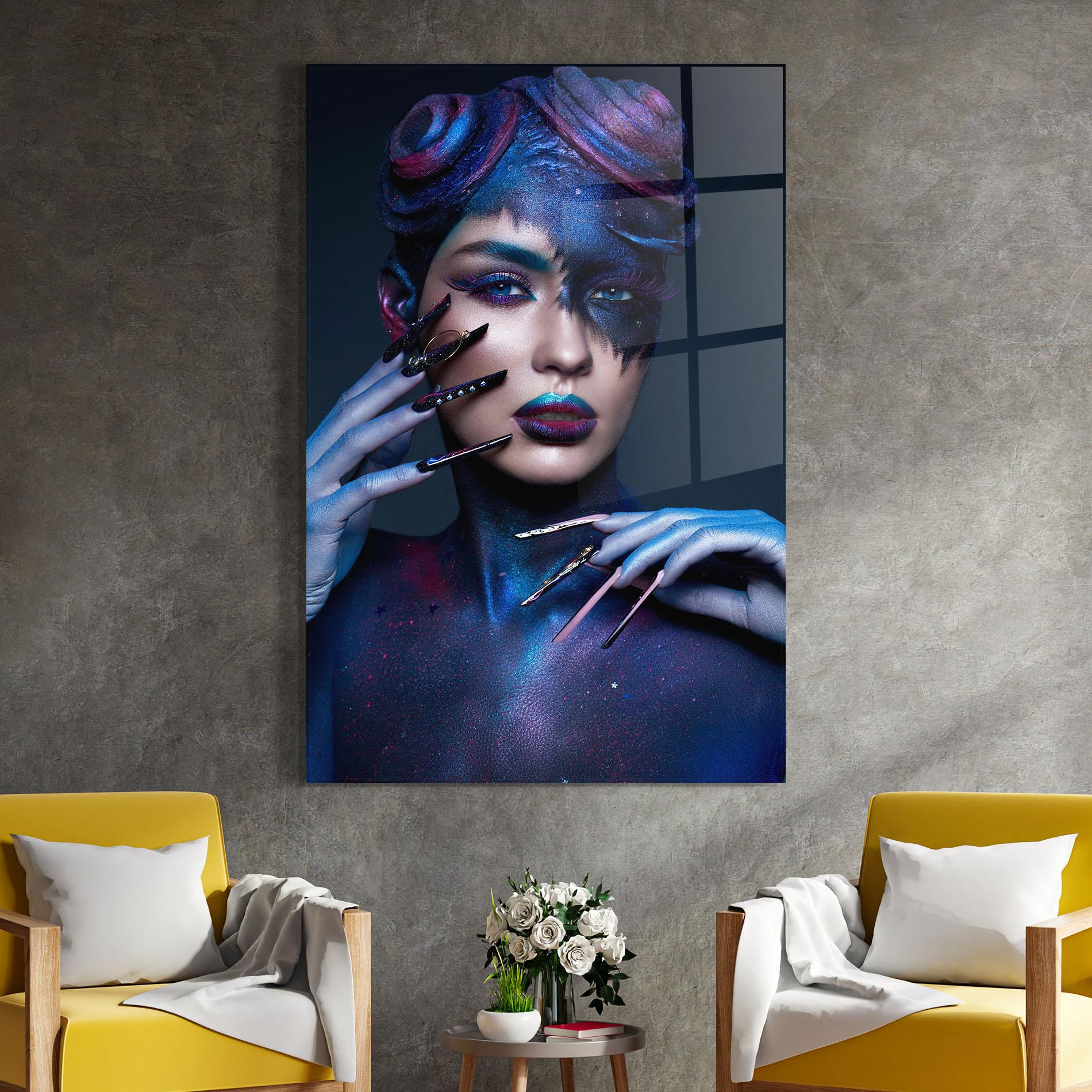 Glasbild Galaxy Hair Girl mockup 4