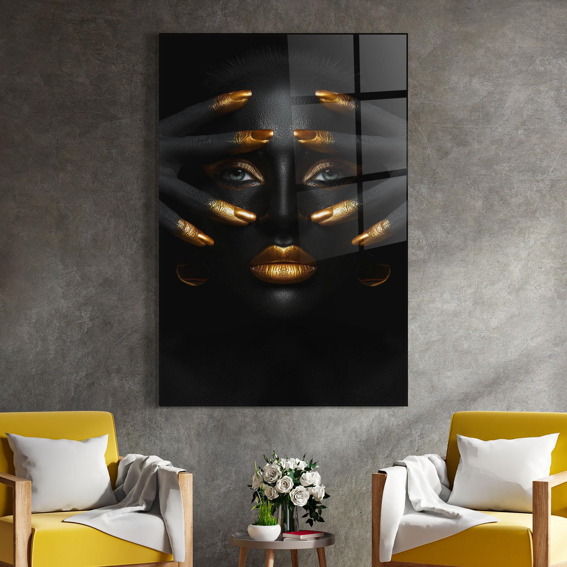 Glasbild Gold Makeup Fingertips mockup 4