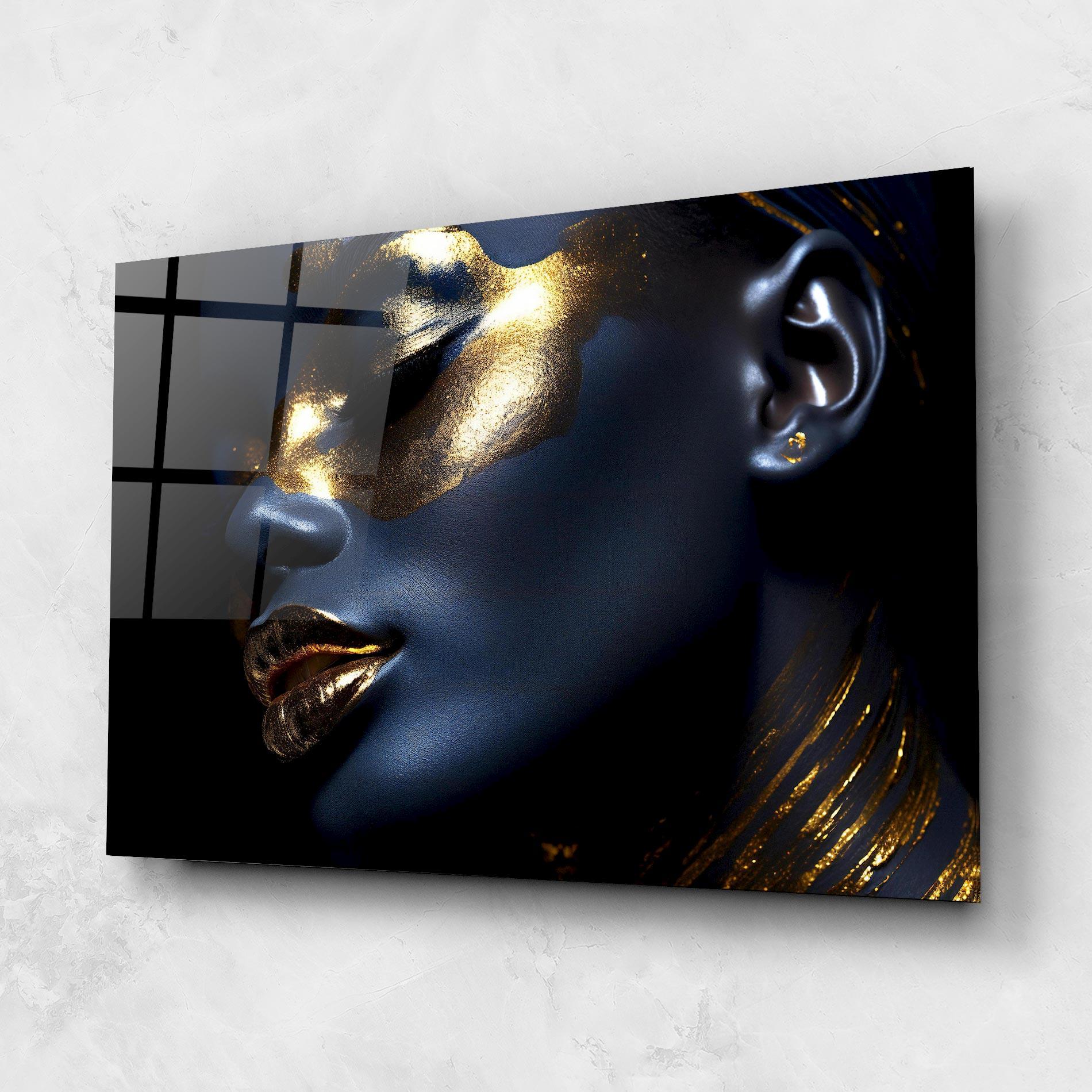 Glasbild Blue Gold Face mockup 1