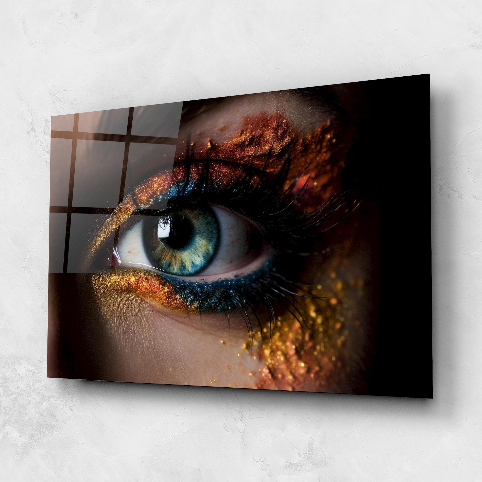 Glasbild Blue Green Eye Makeup mockup 1