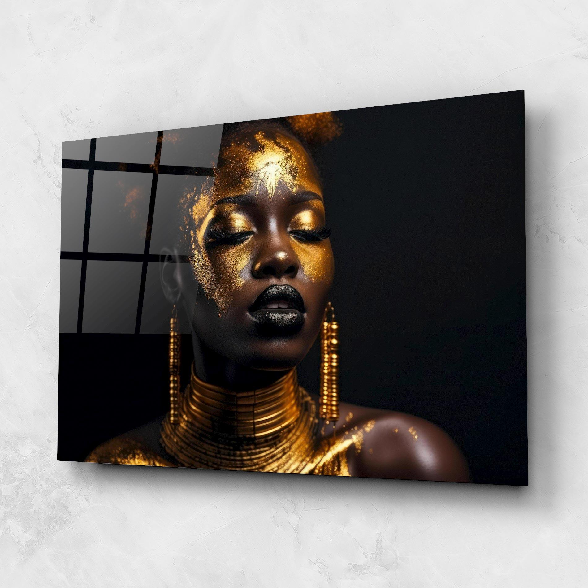 Glasbild Gold Makeup Black Lips mockup 1