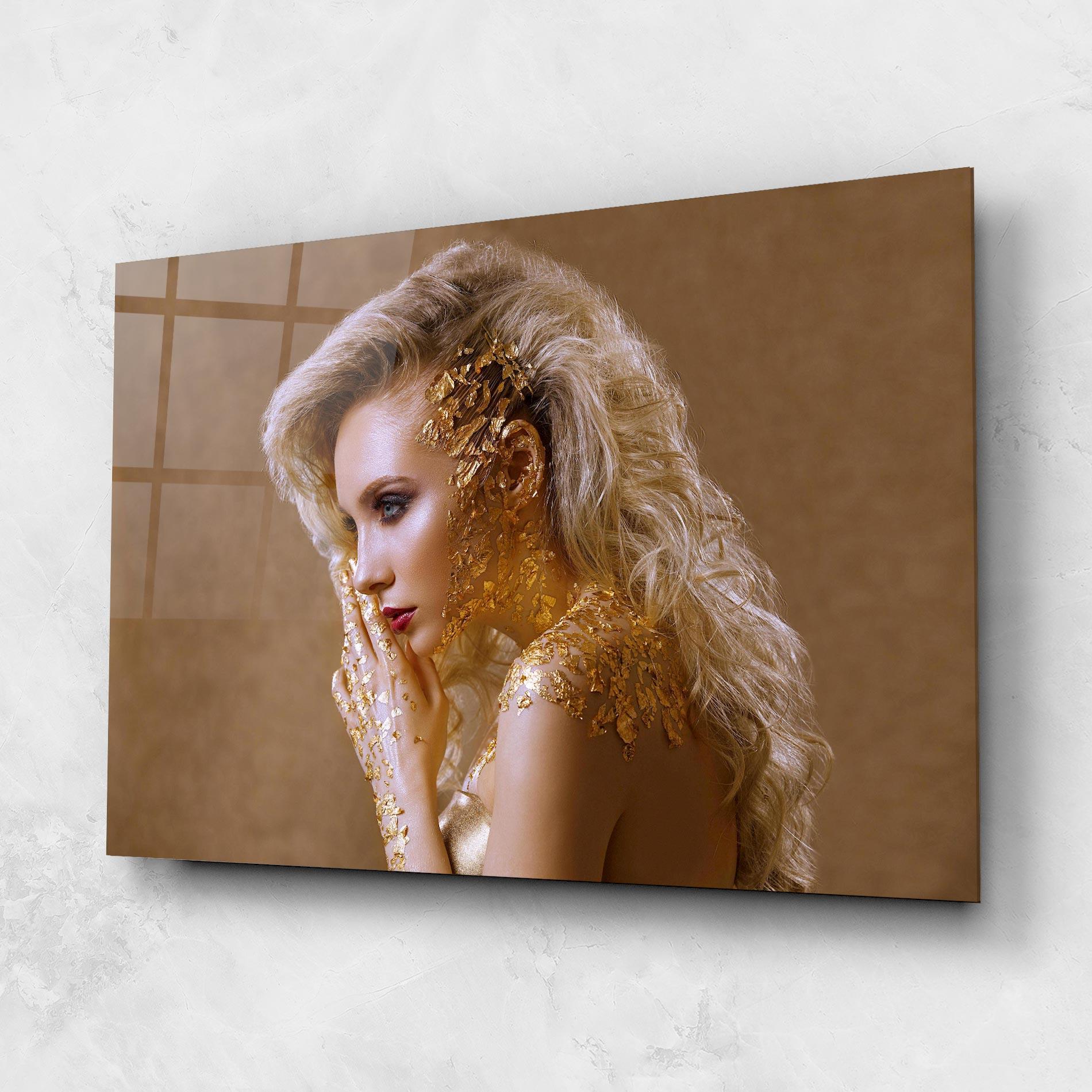 Glasbild Gold Paper Makeup mockup 1