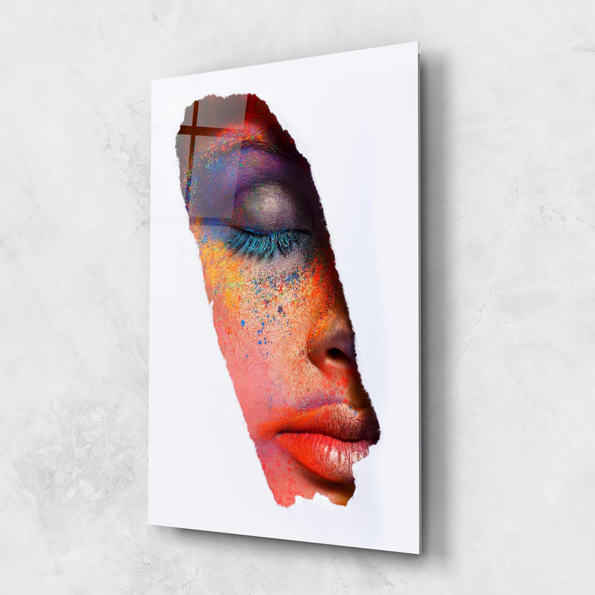 Glasbild Blue Eyelashes mockup 1