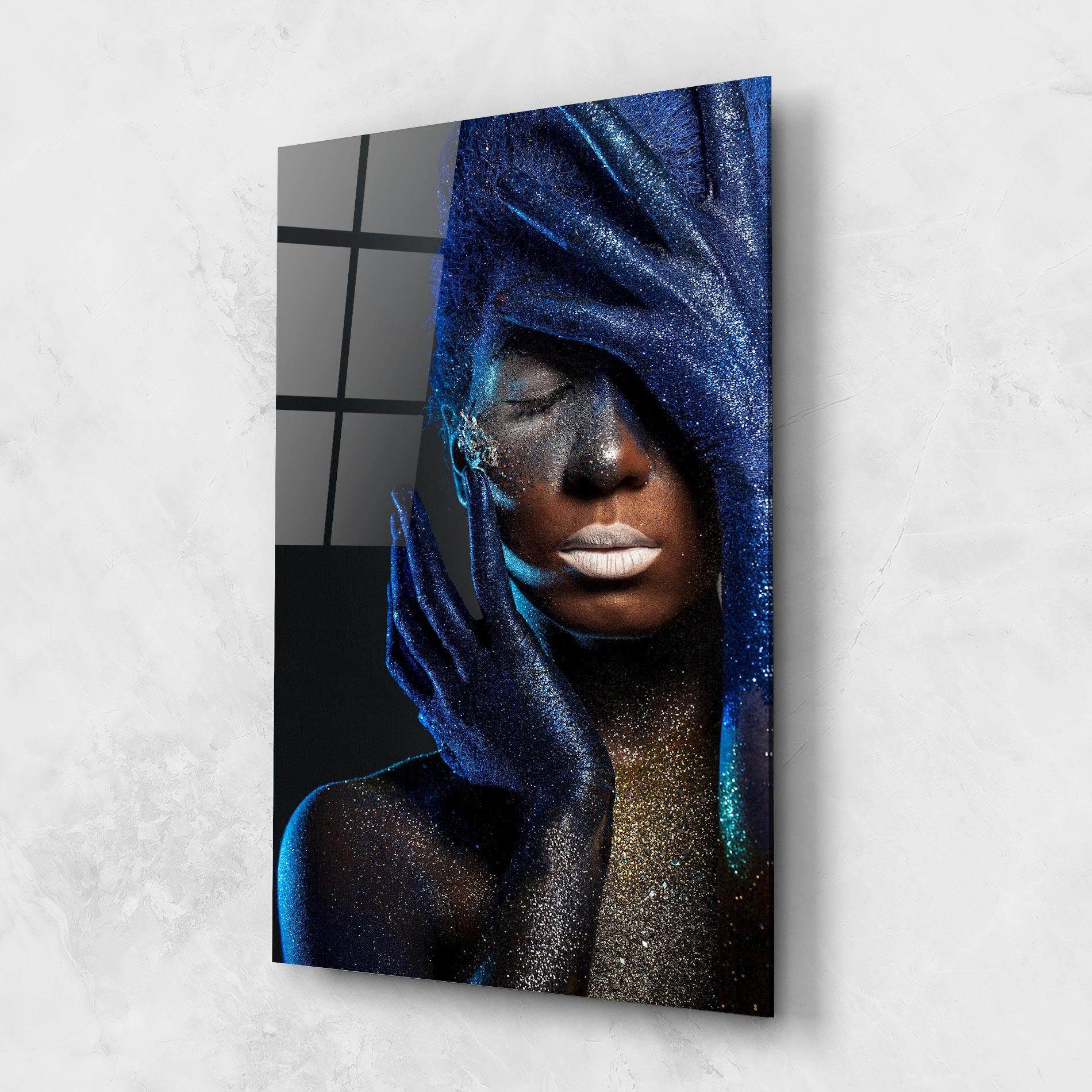 Glasbild Blue Hair Hands mockup 1