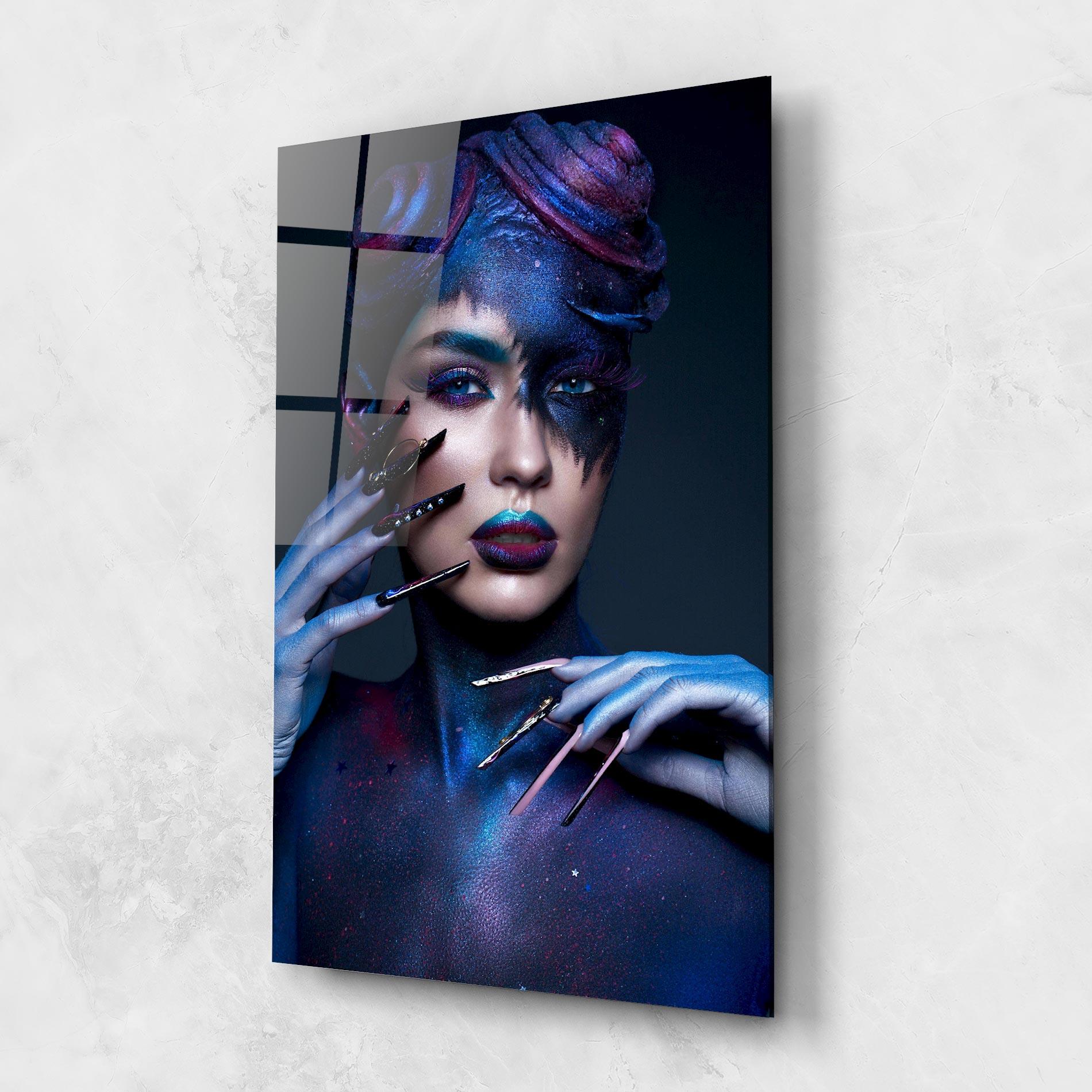 Glasbild Galaxy Hair Girl mockup 1