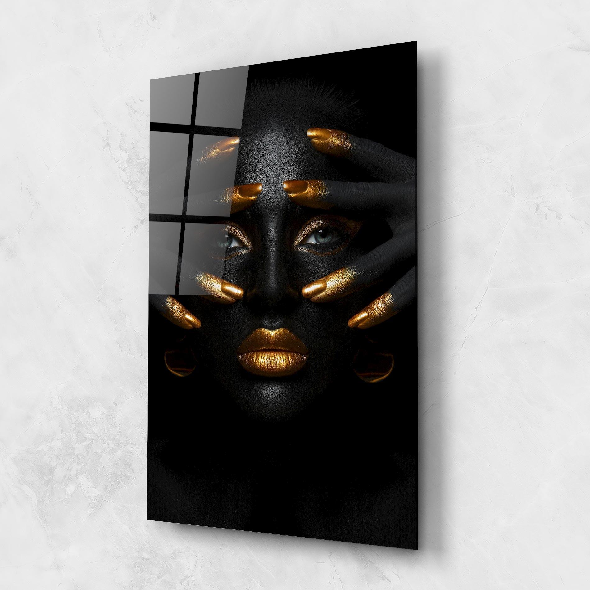 Glasbild Gold Makeup Fingertips mockup 1