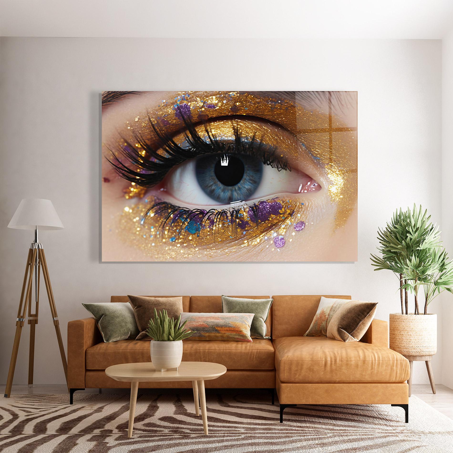 Glasbild Blue Eye Make Up mockup 7