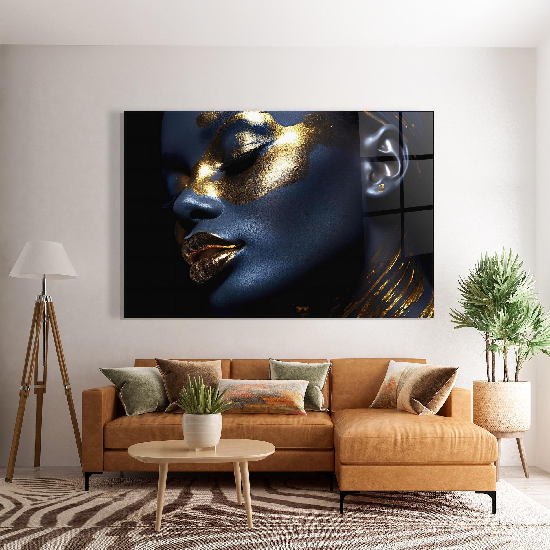 Glasbild Blue Gold Face mockup 7