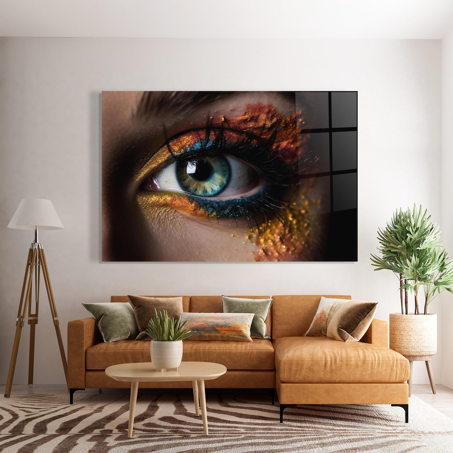 Glasbild Blue Green Eye Makeup mockup 7