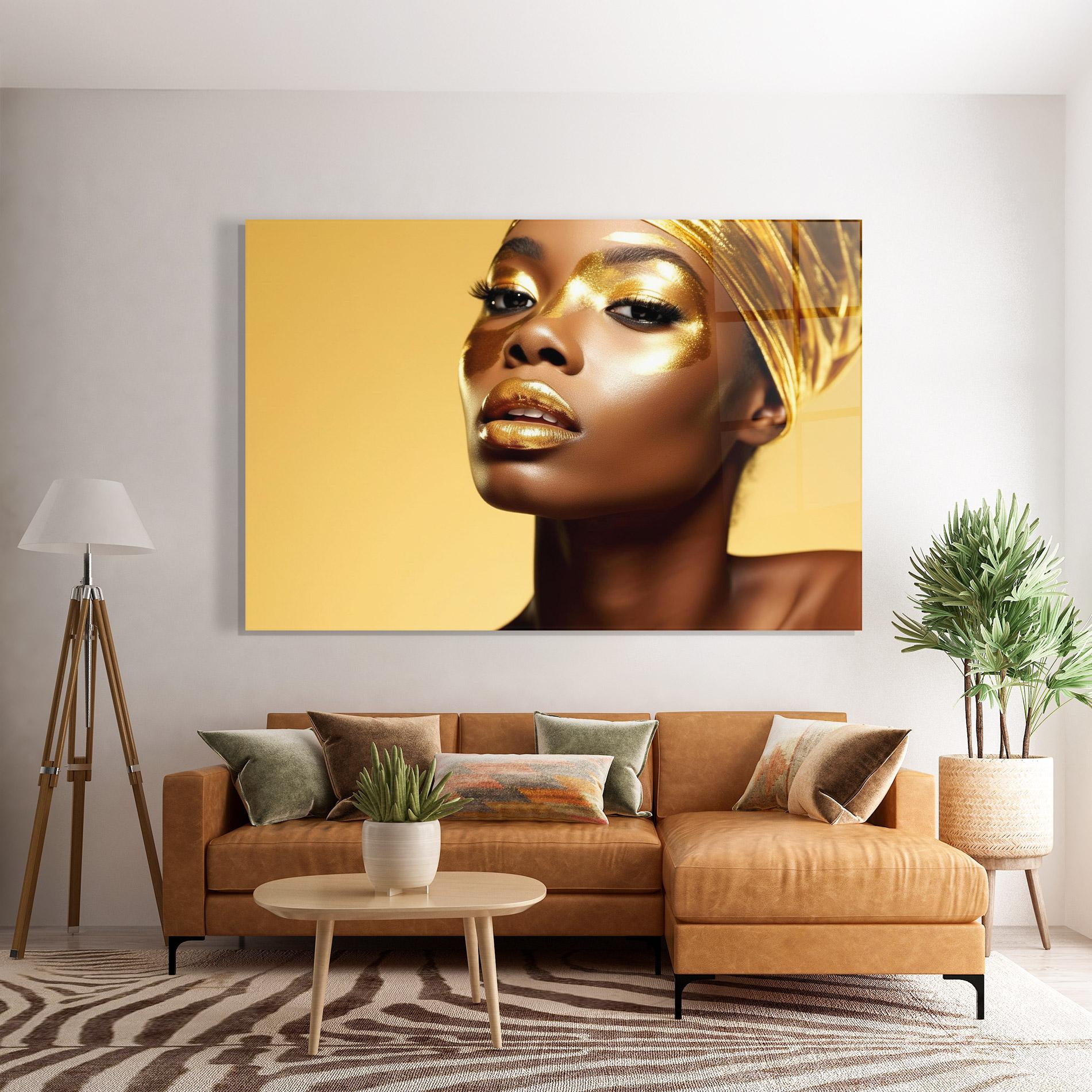 Glasbild Gold Headdress mockup 7