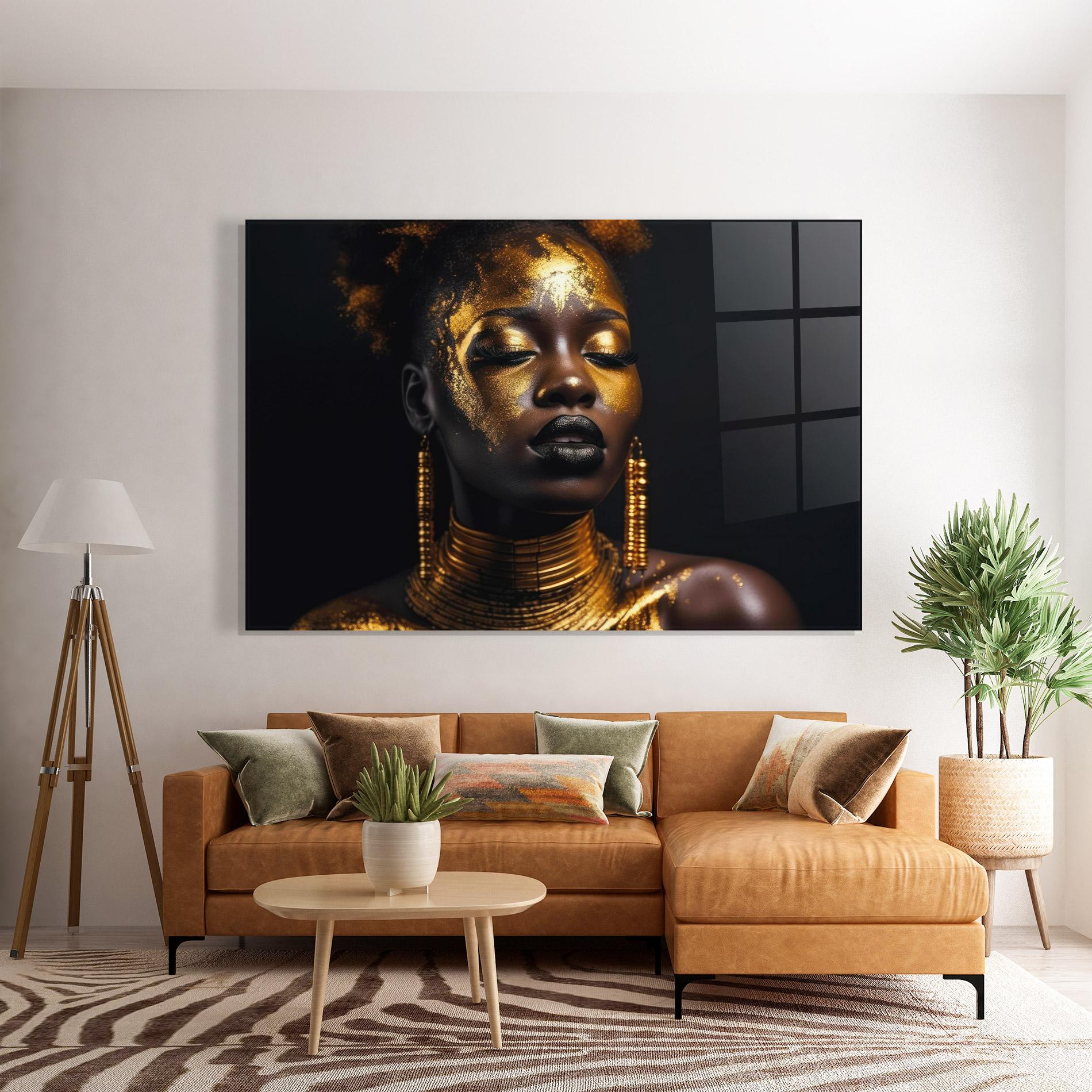 Glasbild Gold Makeup Black Lips mockup 7