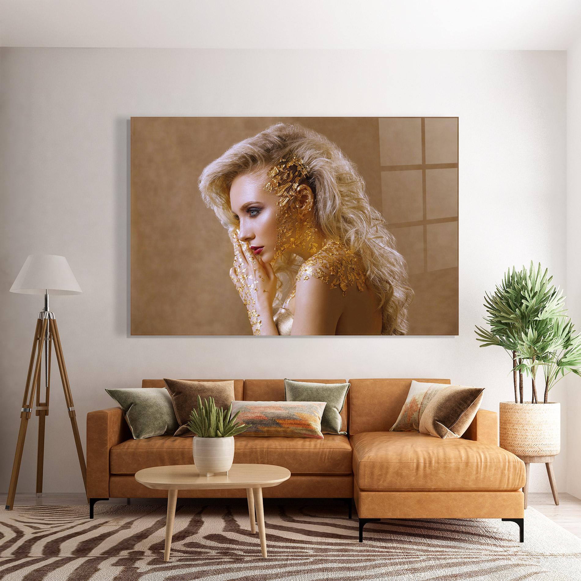 Glasbild Gold Paper Makeup mockup 7