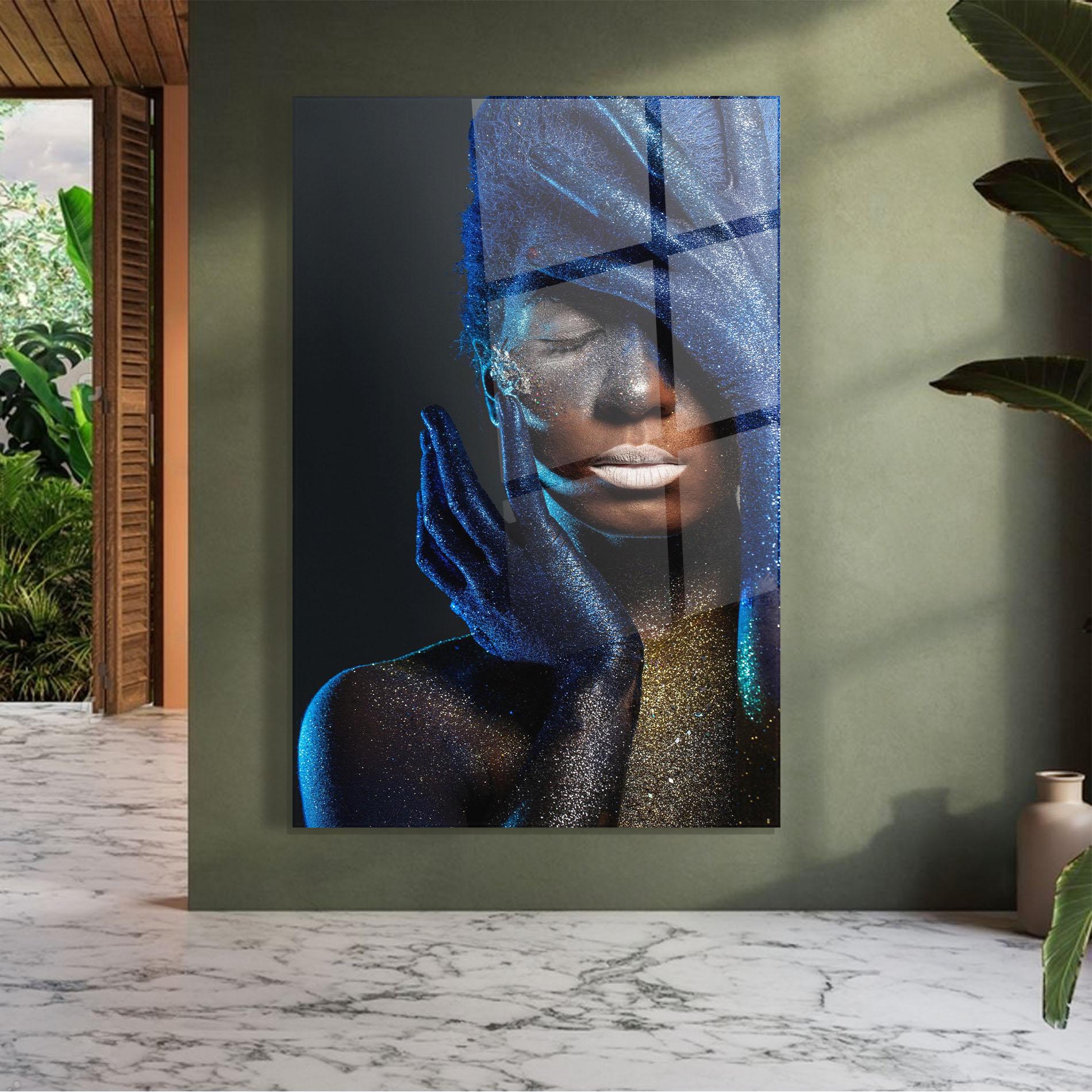 Glasbild Blue Hair Hands mockup 7