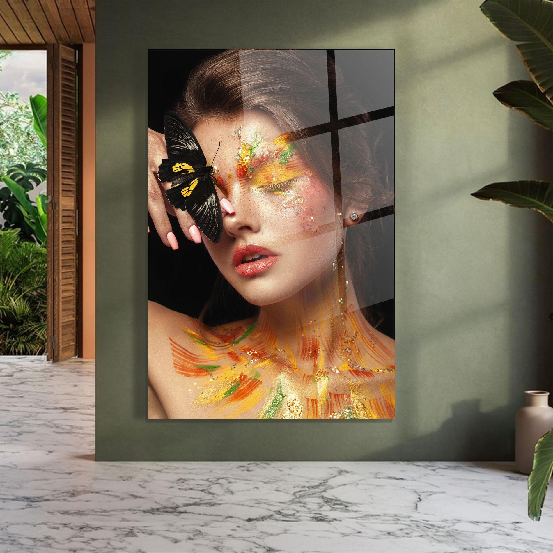 Glasbild Butterflu Makeup mockup 7