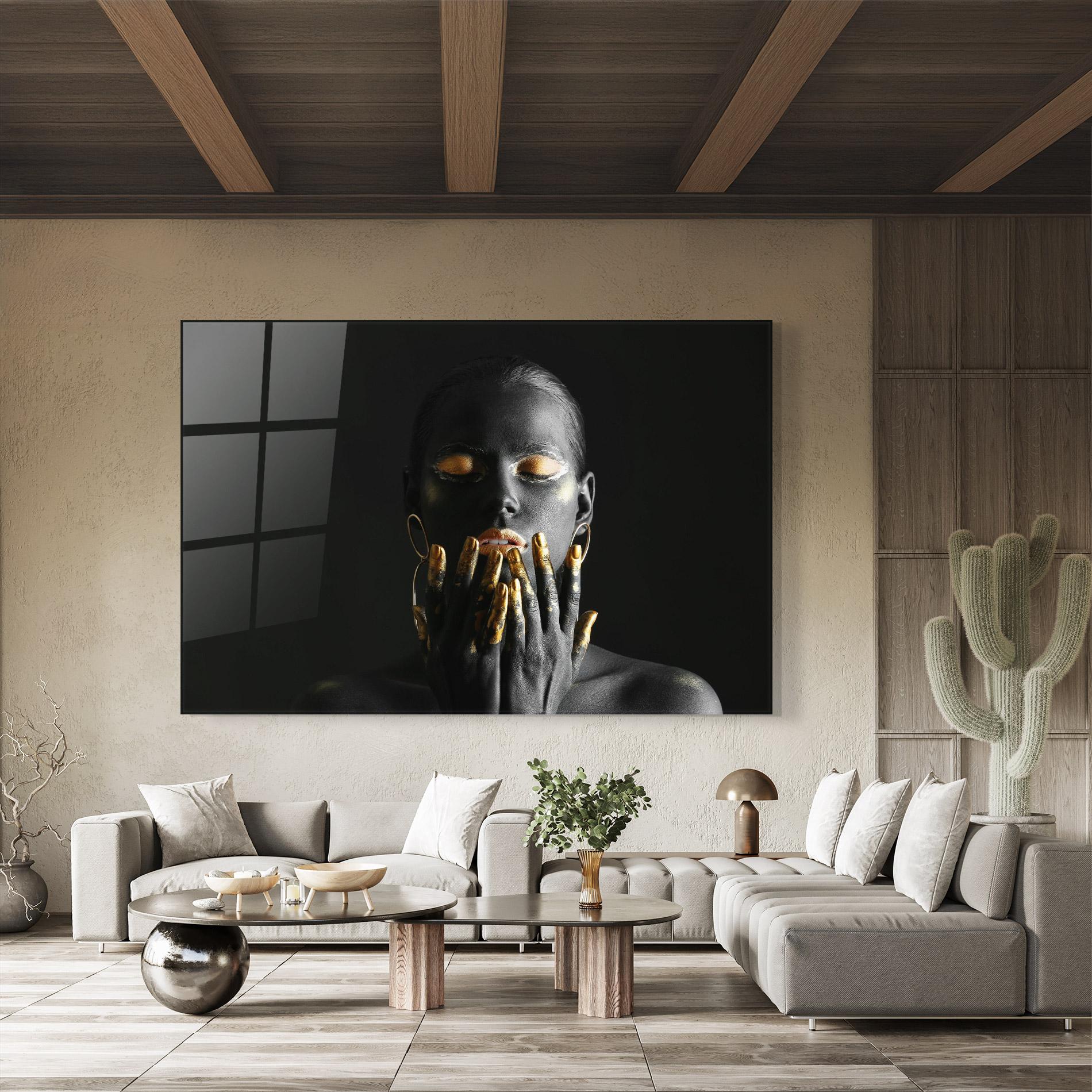 Glasbild Black Golden Makeup mockup 8