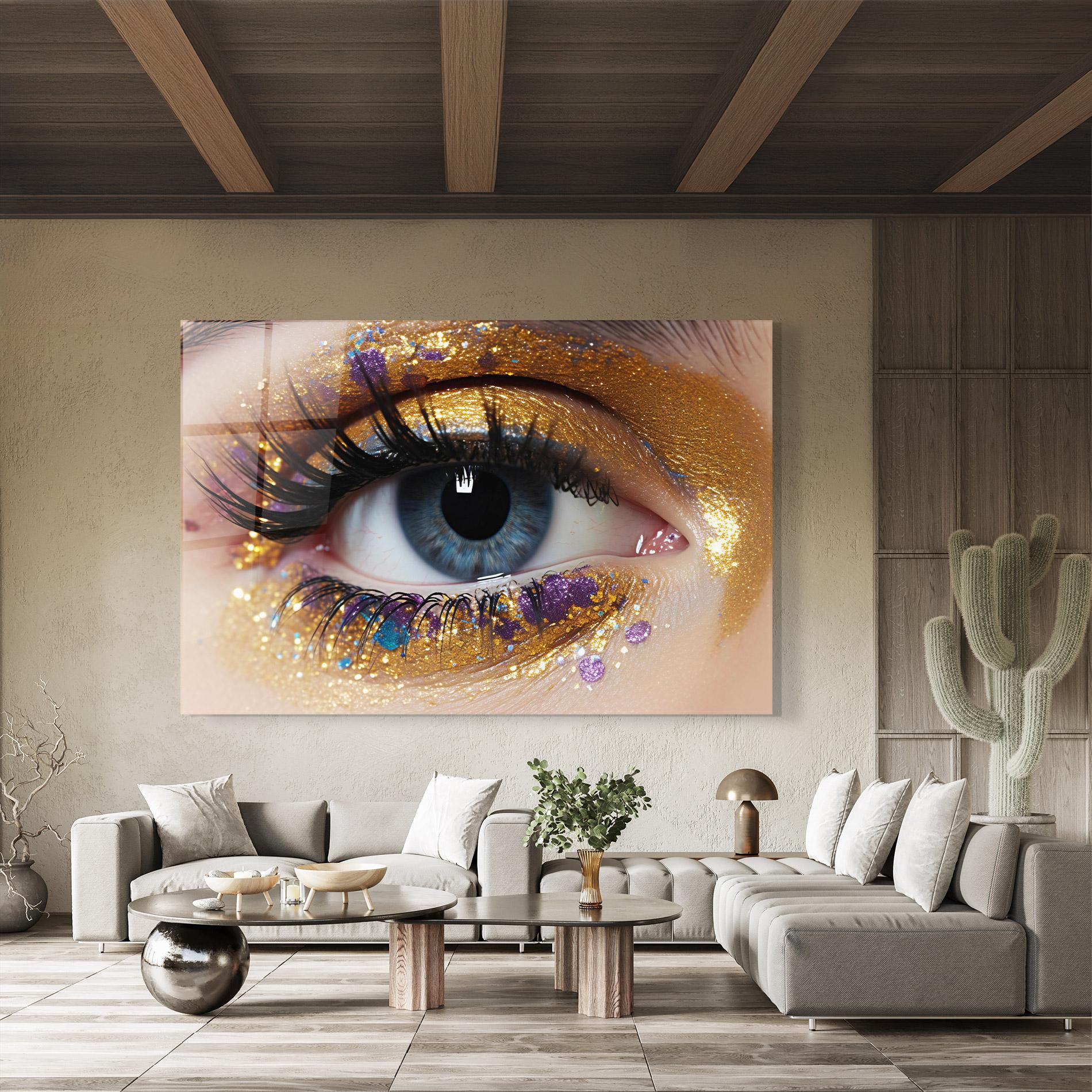 Glasbild Blue Eye Make Up mockup 8