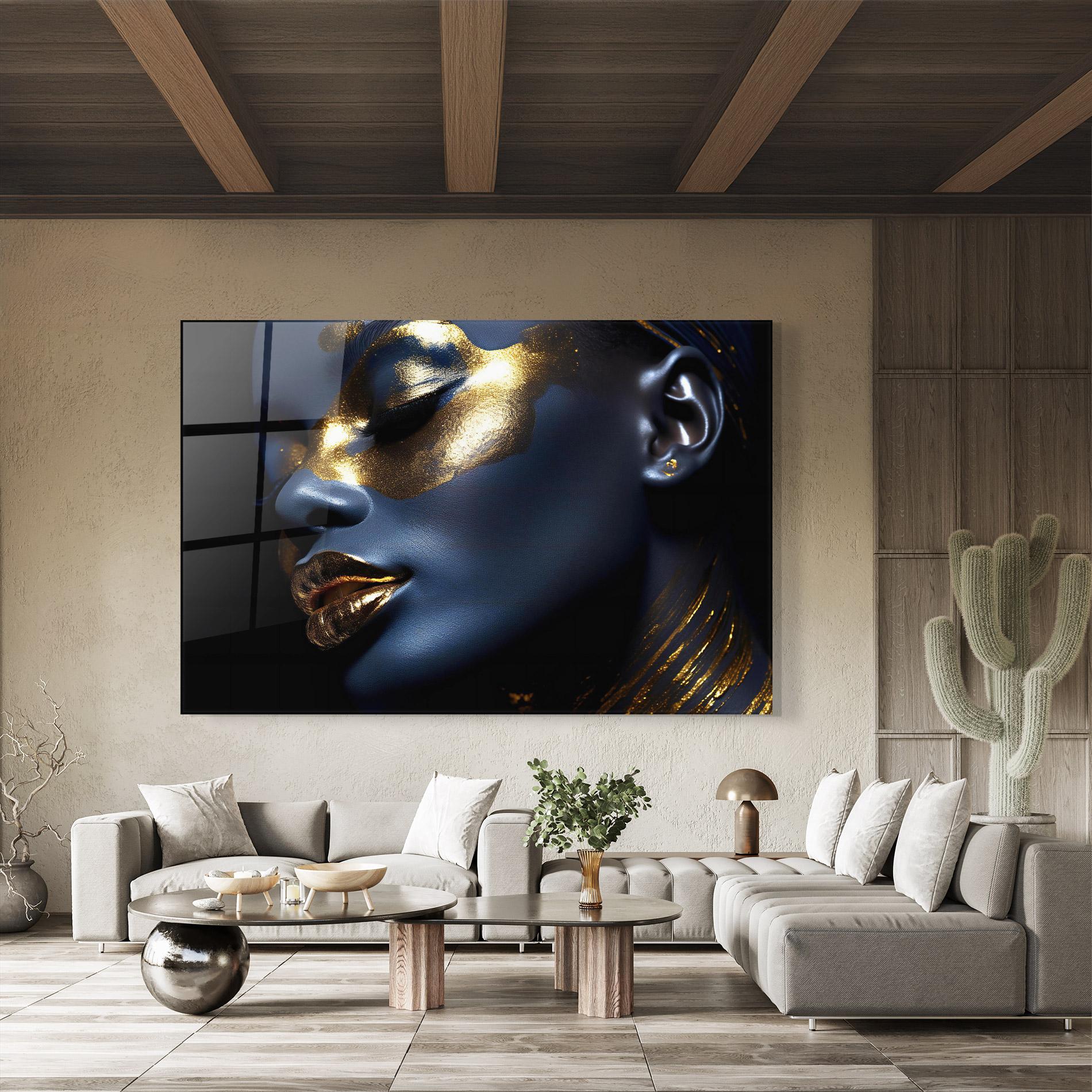 Glasbild Blue Gold Face mockup 8