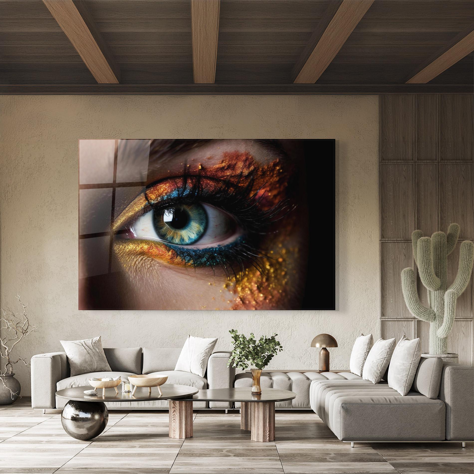 Glasbild Blue Green Eye Makeup mockup 8