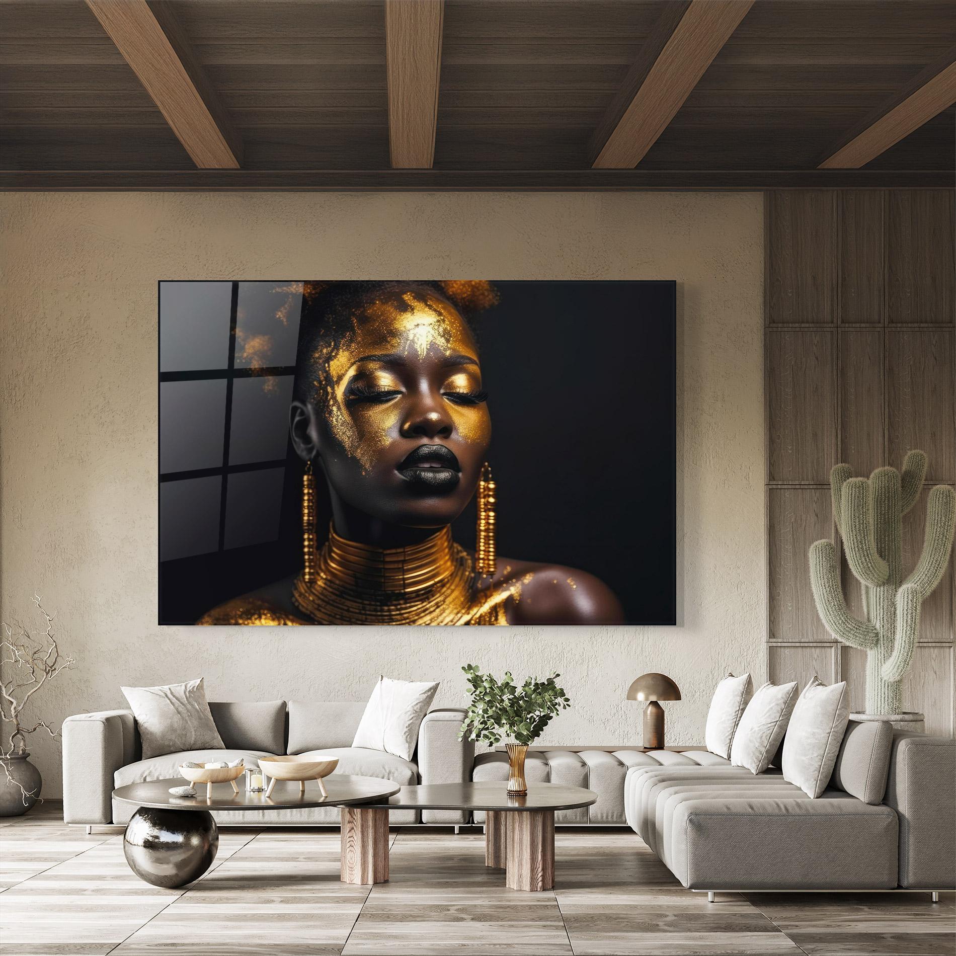 Glasbild Gold Makeup Black Lips mockup 8