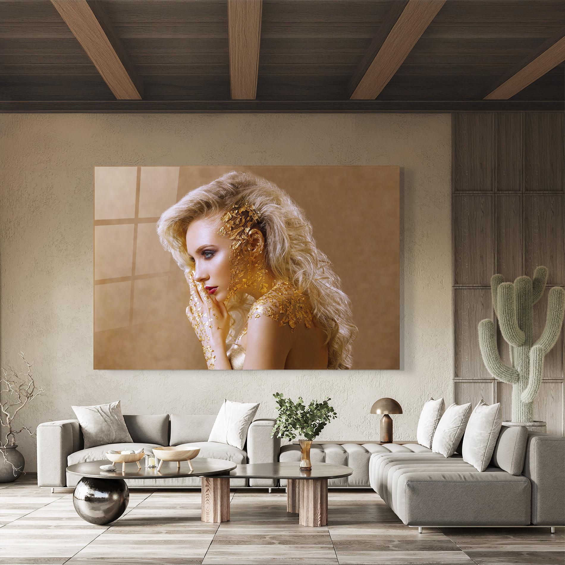 Glasbild Gold Paper Makeup mockup 8