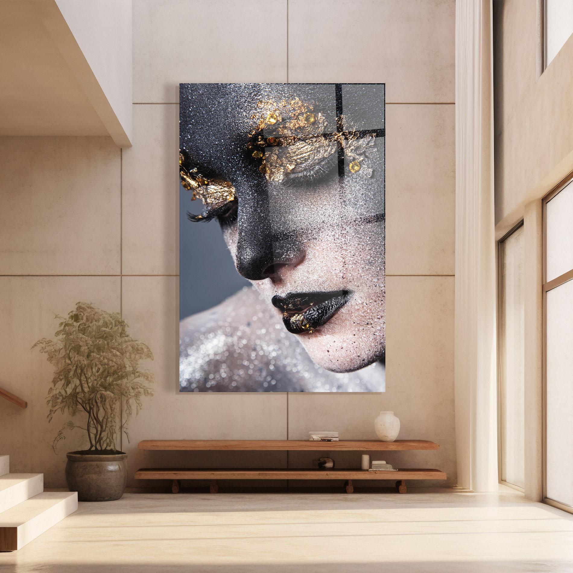 Glasbild Beautiful Gold Artistic Makeup mockup 8