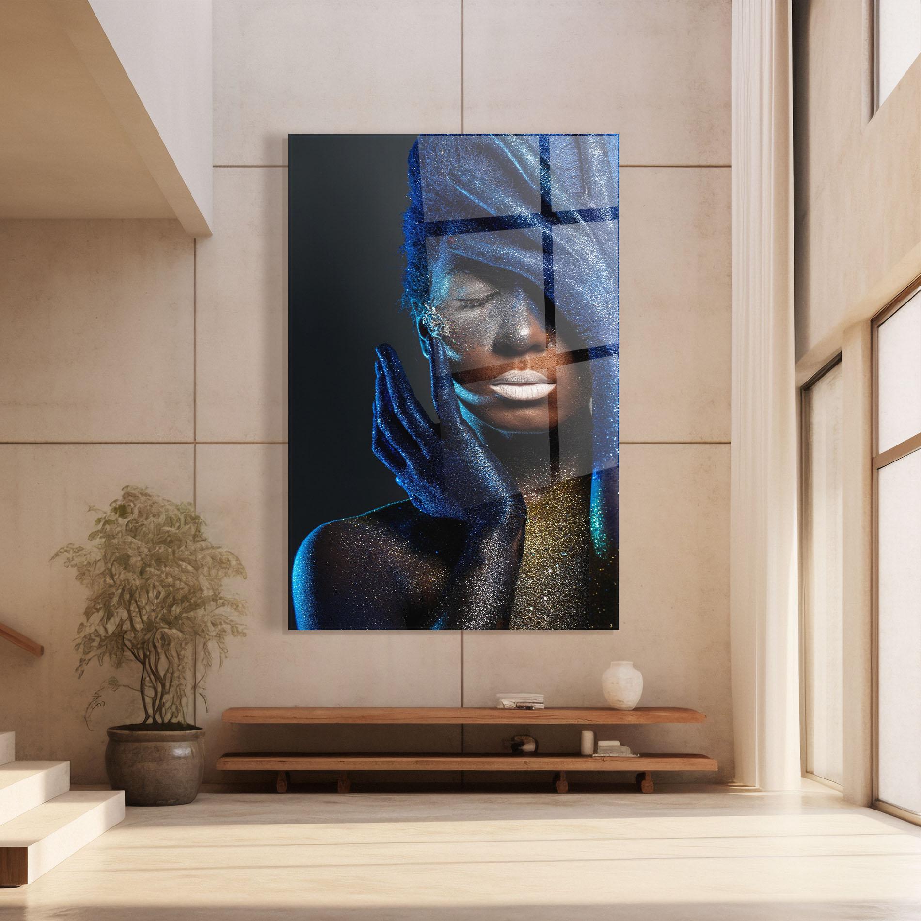 Glasbild Blue Hair Hands mockup 8