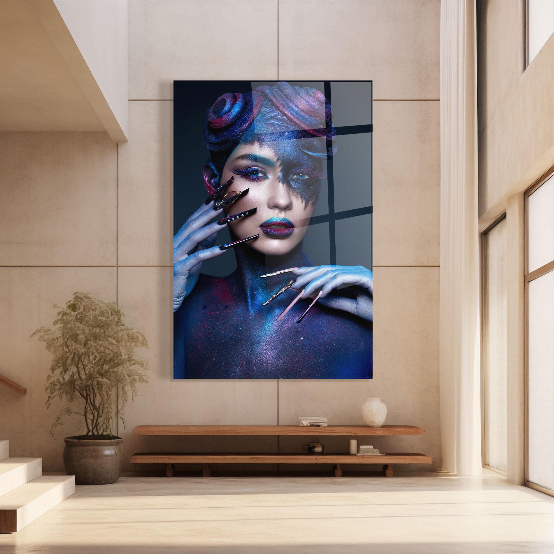 Glasbild Galaxy Hair Girl mockup 8