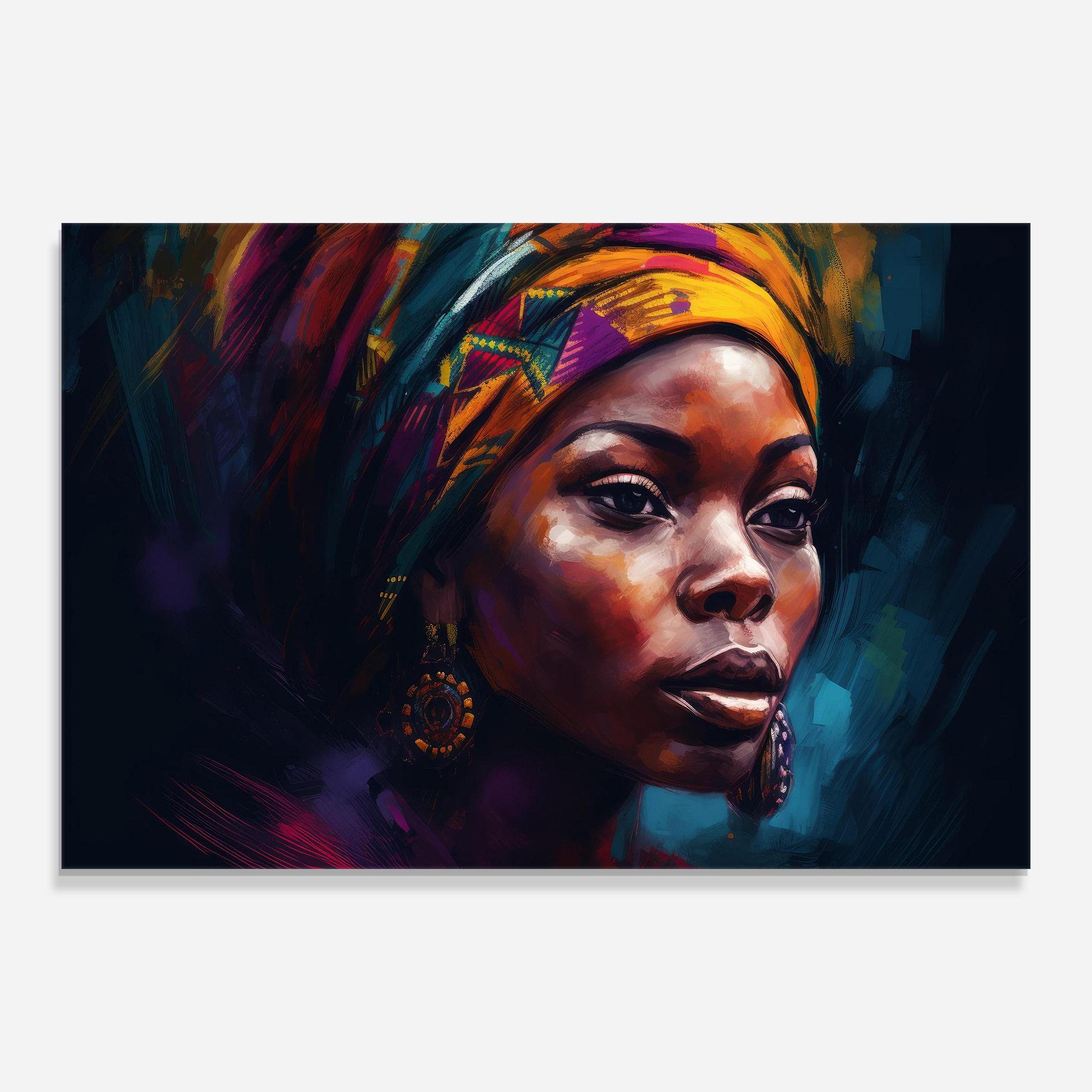 Glasbild Black Traditional Woman mockup 0