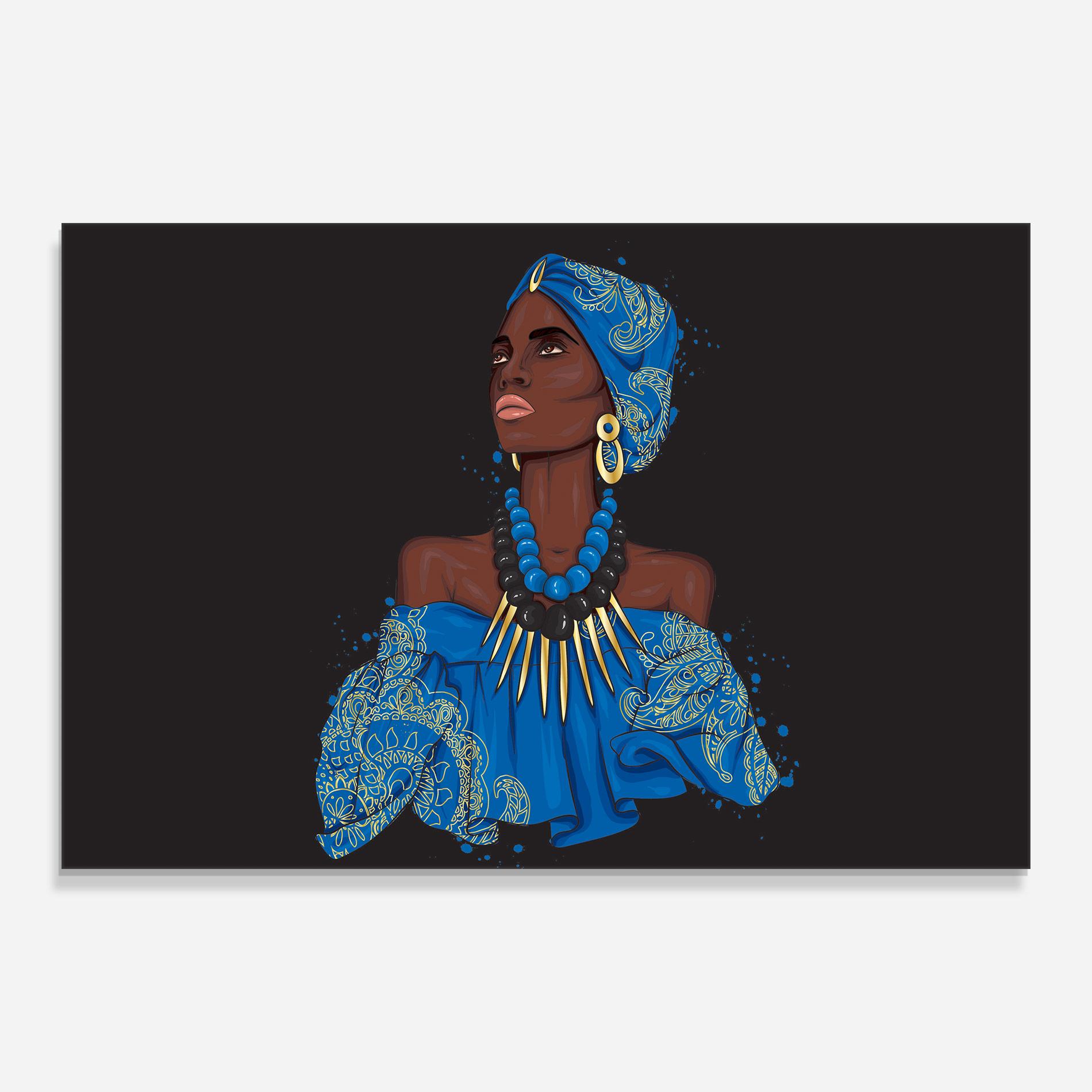 Glasbild Blue African Outfit mockup 0
