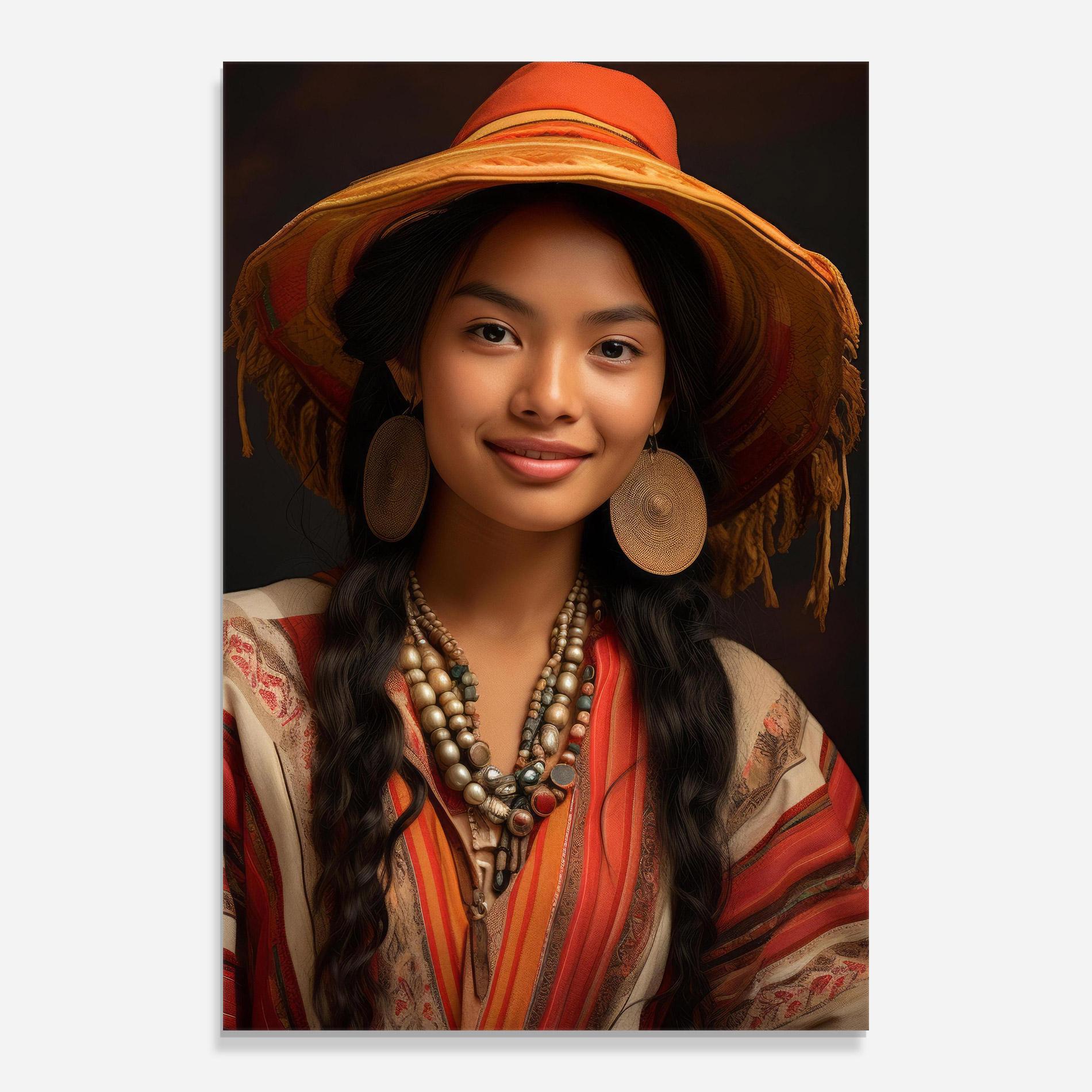 Glasbild Colorful Earrings And Hat mockup 0