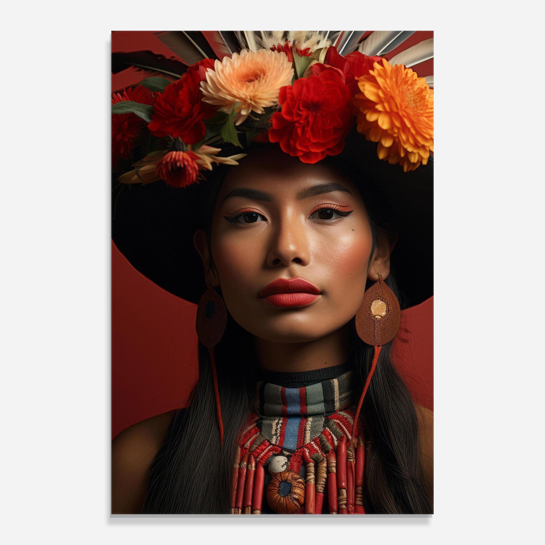 Glasbild Colorful Flowers Hat mockup 0