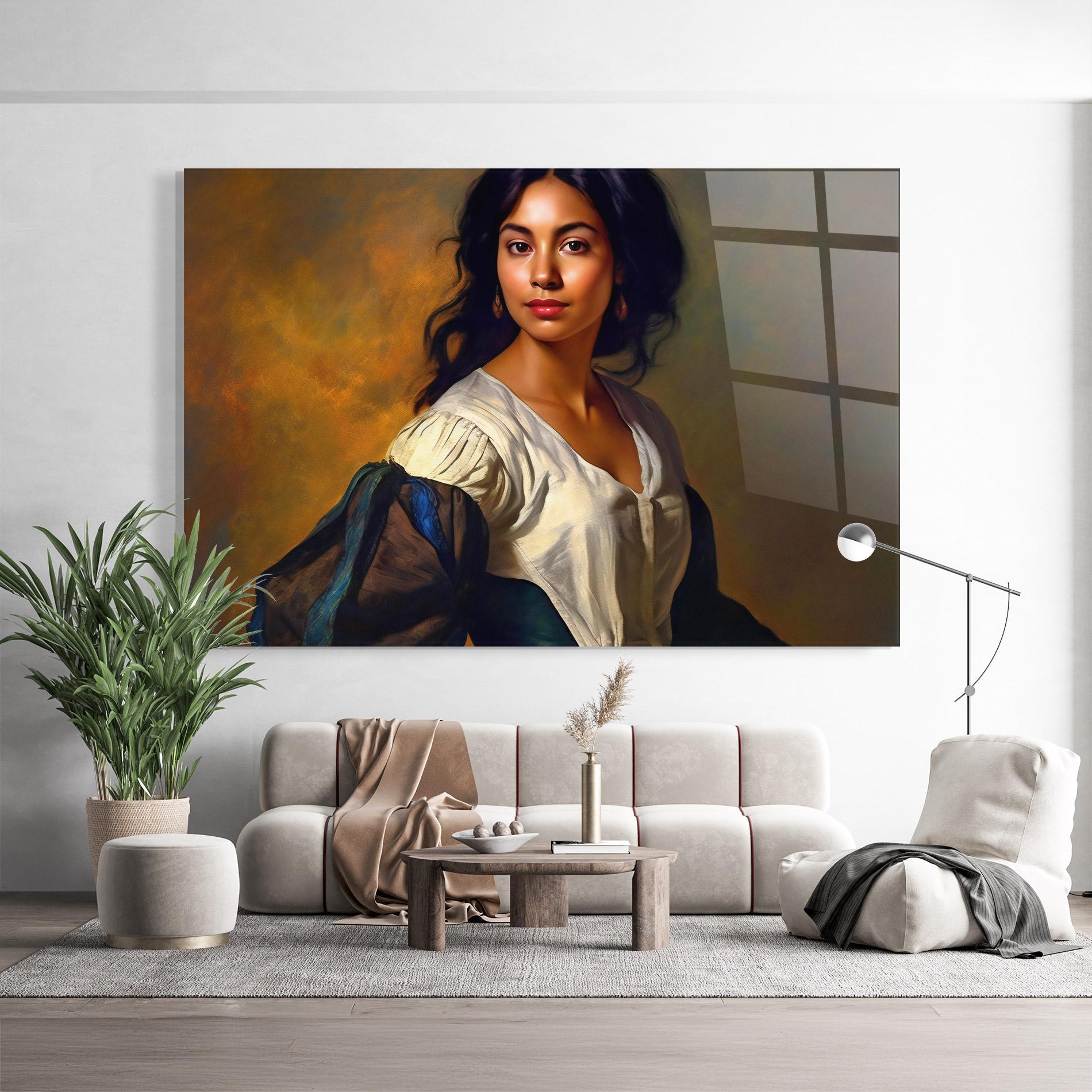 Glasbild Beautiful Brunette Art mockup 9