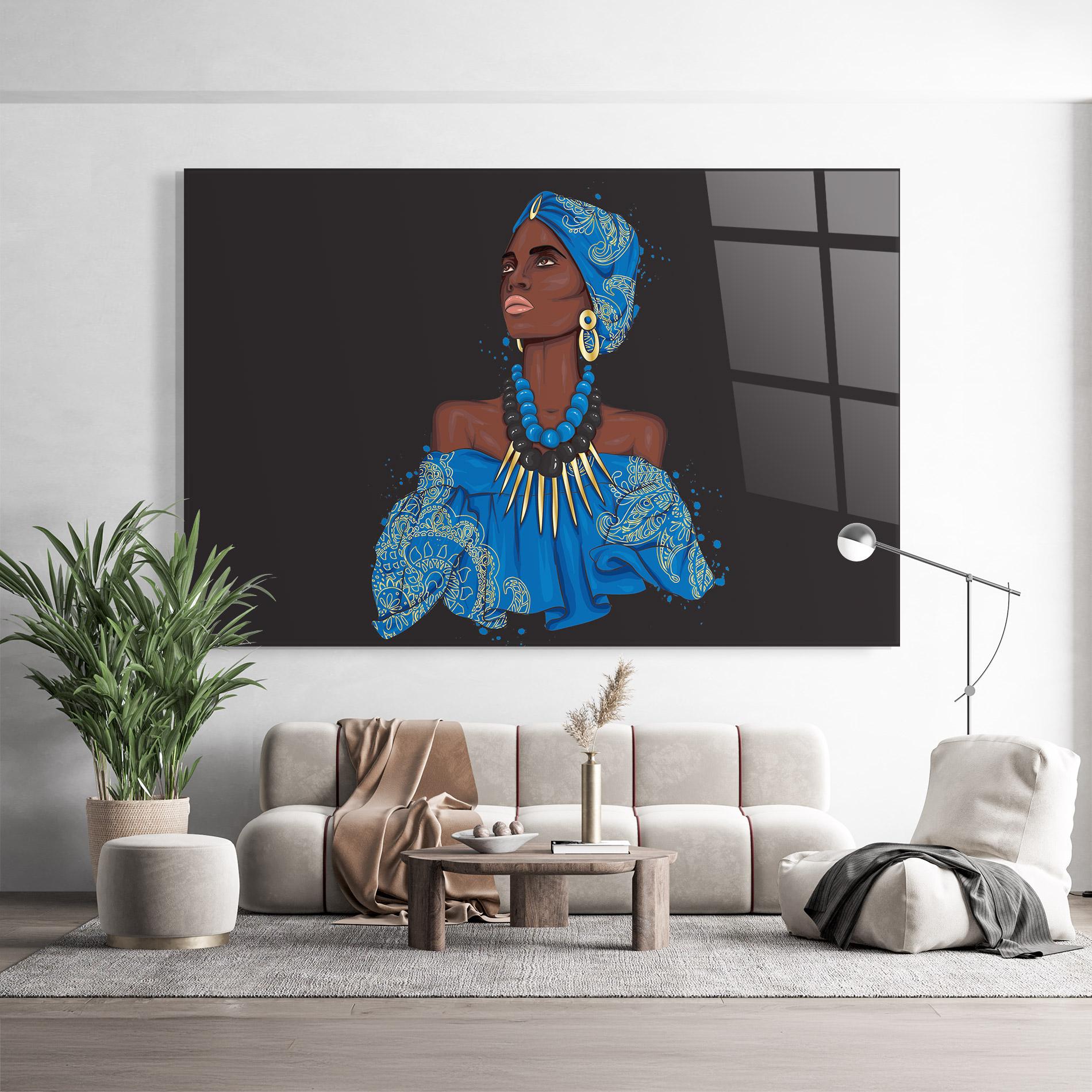 Glasbild Blue African Outfit mockup 9