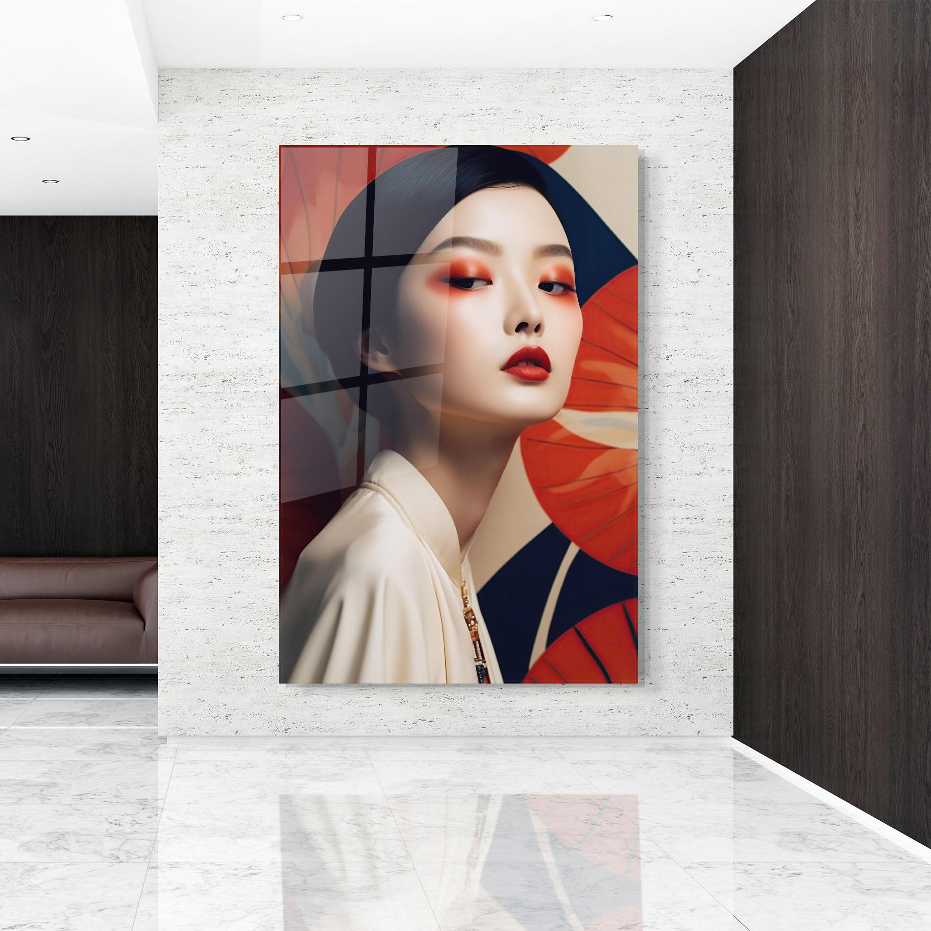 Glasbild Asiatic Red Lips mockup 9