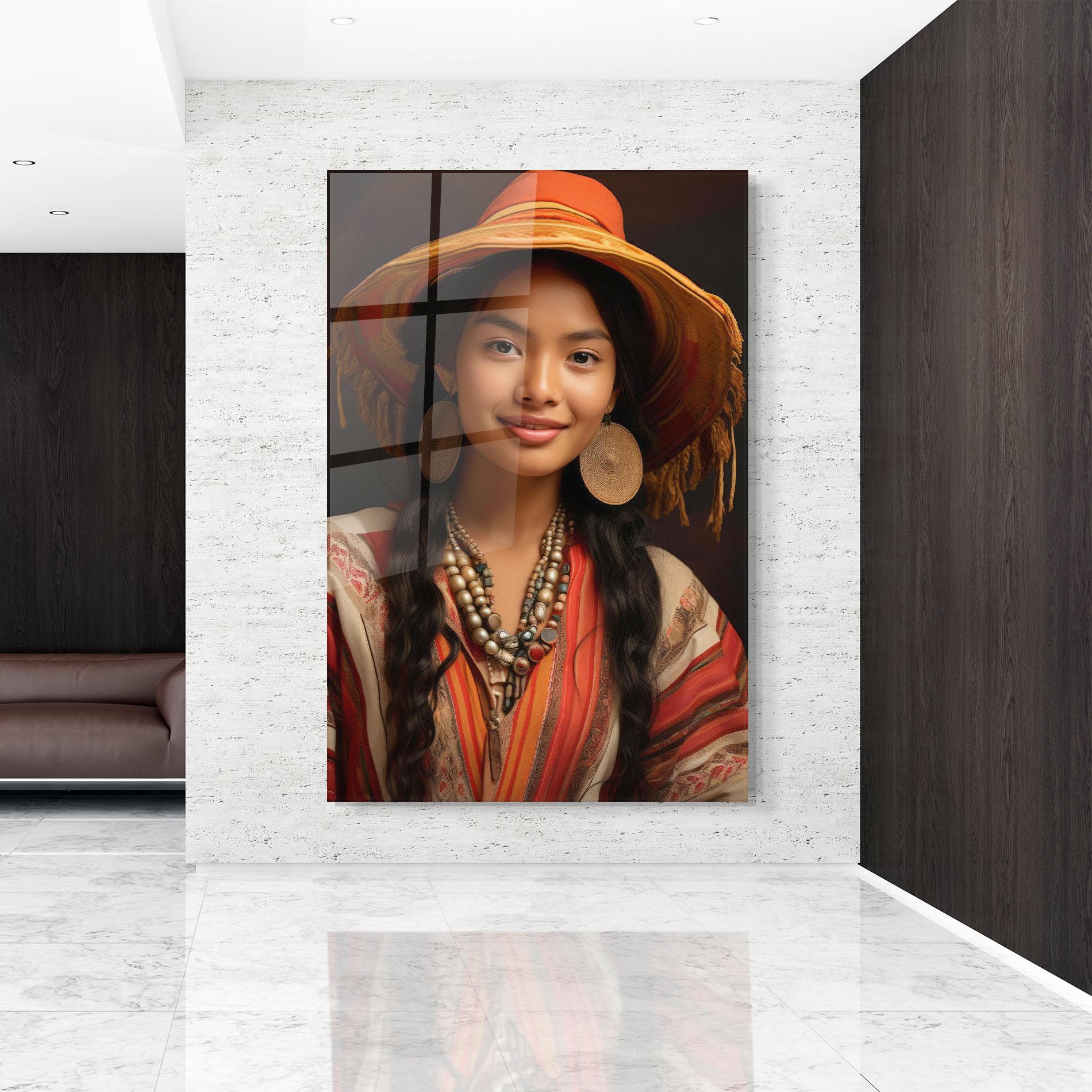 Glasbild Colorful Earrings And Hat mockup 9