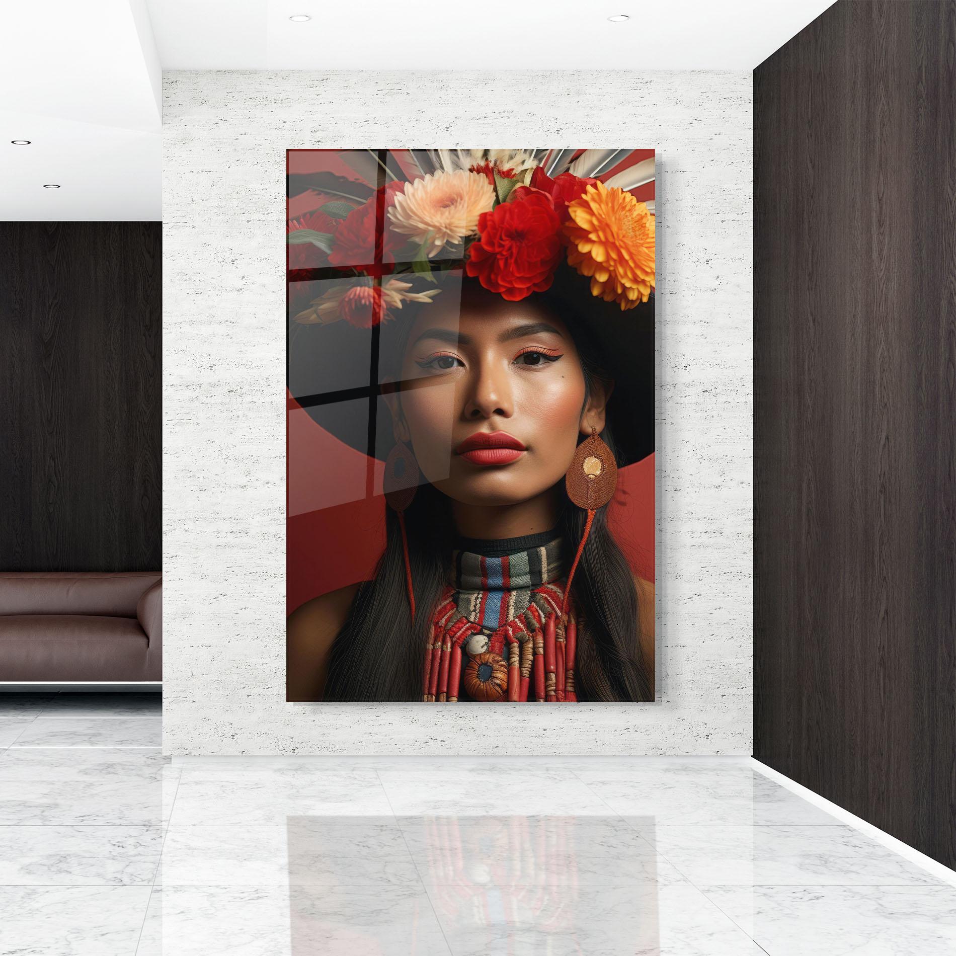 Glasbild Colorful Flowers Hat mockup 9