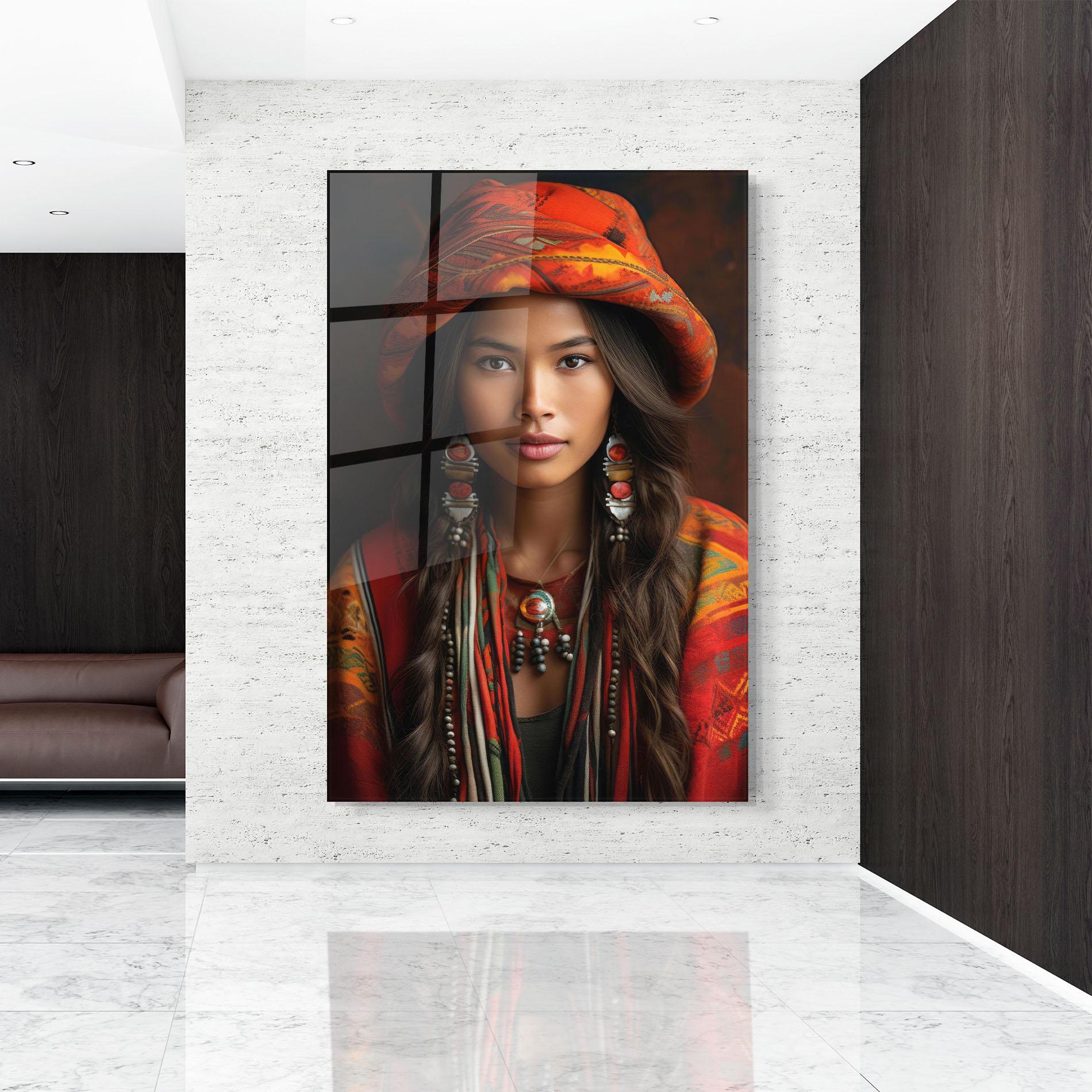 Glasbild Colorful Hat And Earrings mockup 9